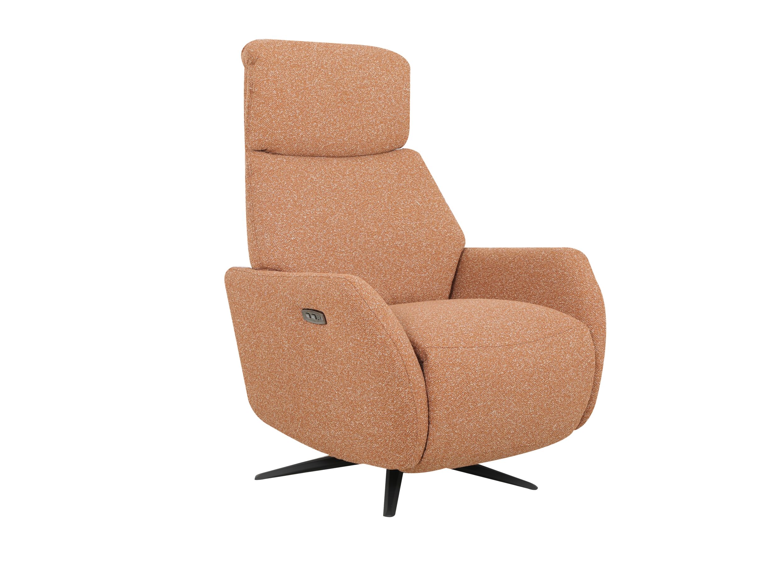Overzichtsfoto - Relaxzetel Harp TVCHM elektrisch - stof - burnt orange met 2 motoren & massagefunctie