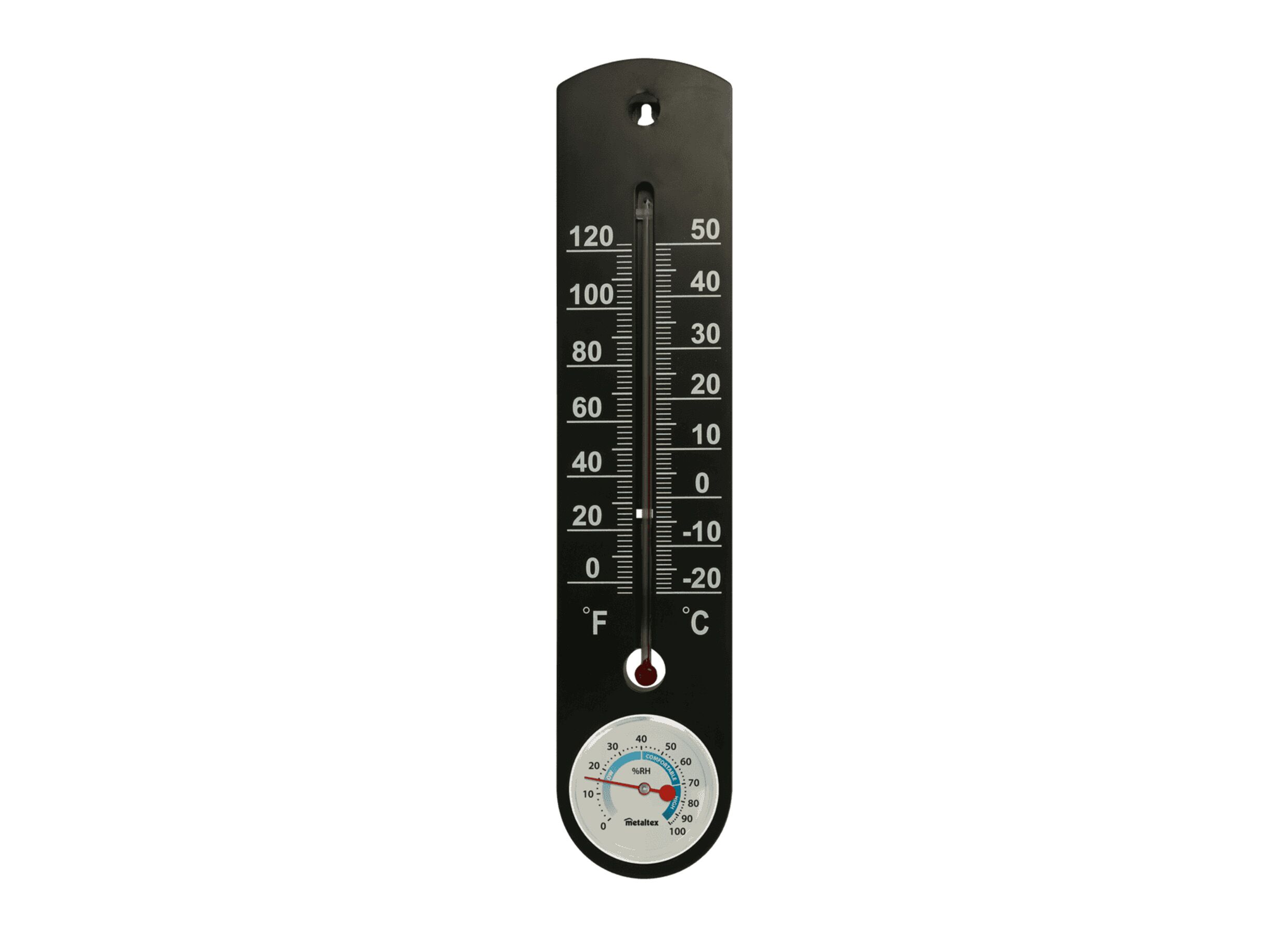 Thermometer met hygrometer H25cm - plastiek & glas - zwart - Thermomètre avec hygromètre H25cm - plastique et verre - noir