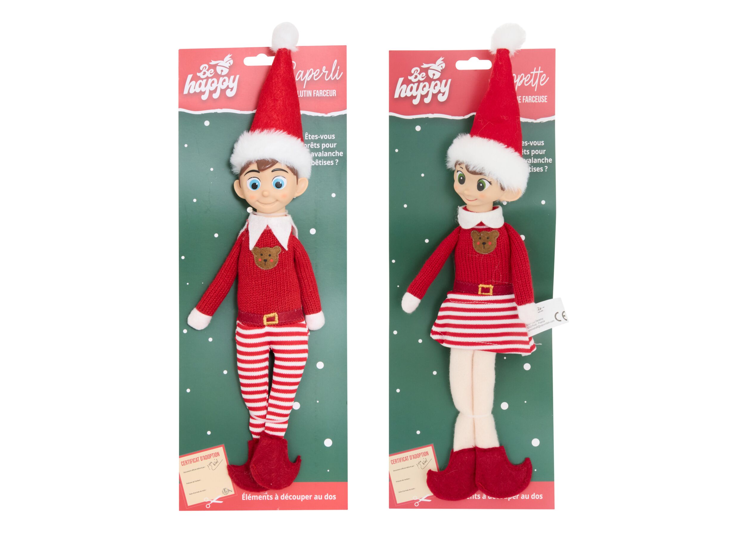 Overzichtsfoto - Kerstdecoratie Popje Elf 40cm - stof - multicolor