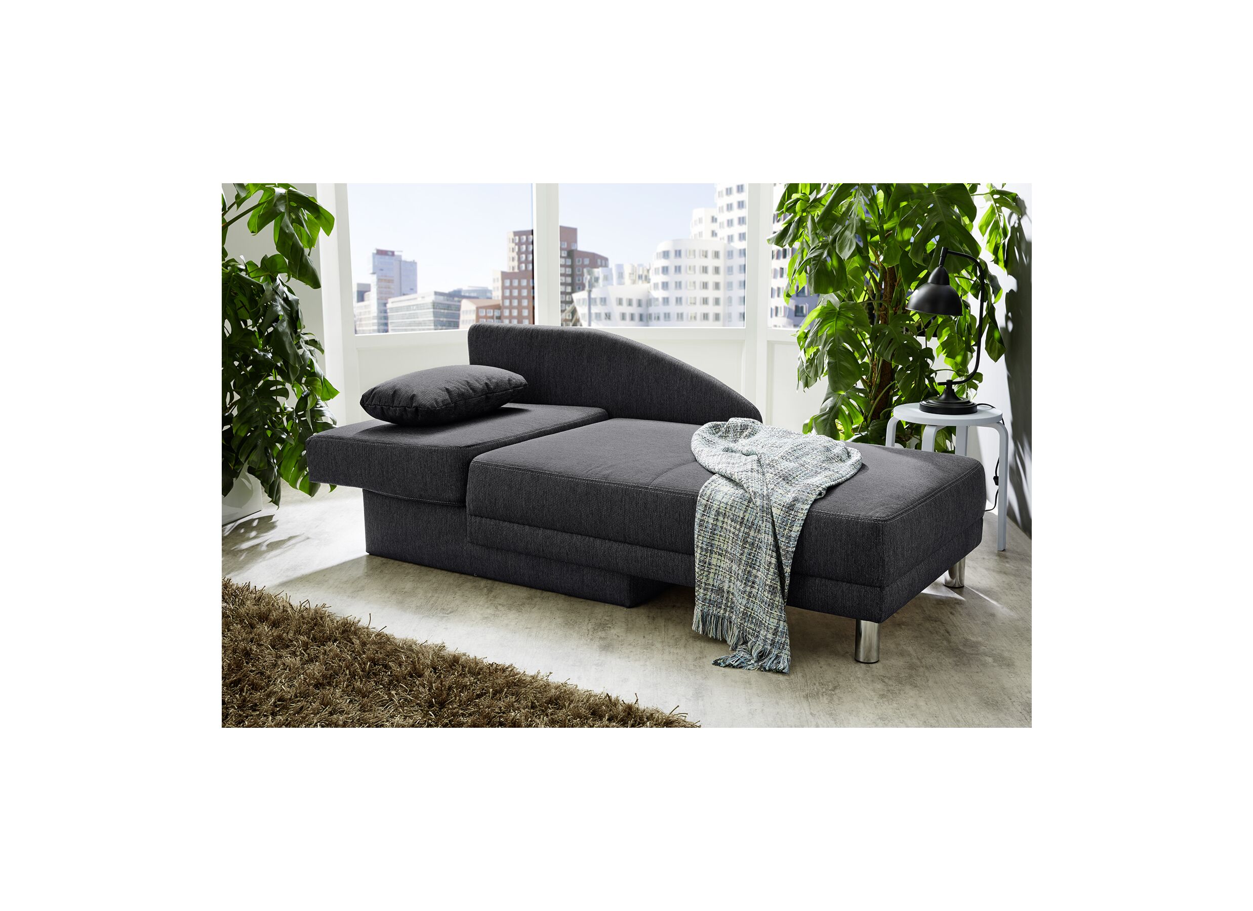Zetelbed Roy Recamière 149x90x80cm - stof - grijs