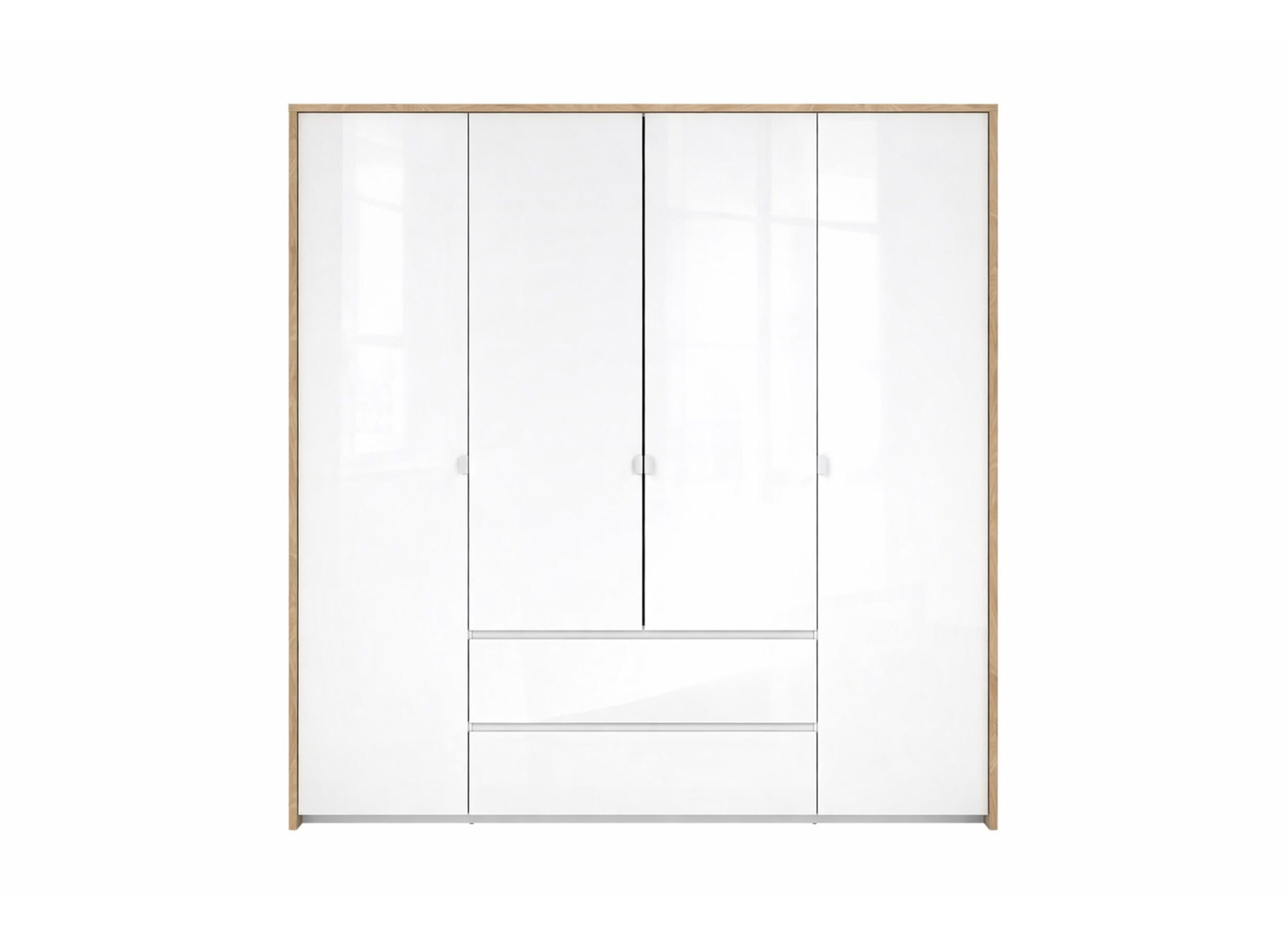 Overzichtsfoto - Kleerkast Next 197x58x202cm - melamine - glanzend wit & jackson hickory