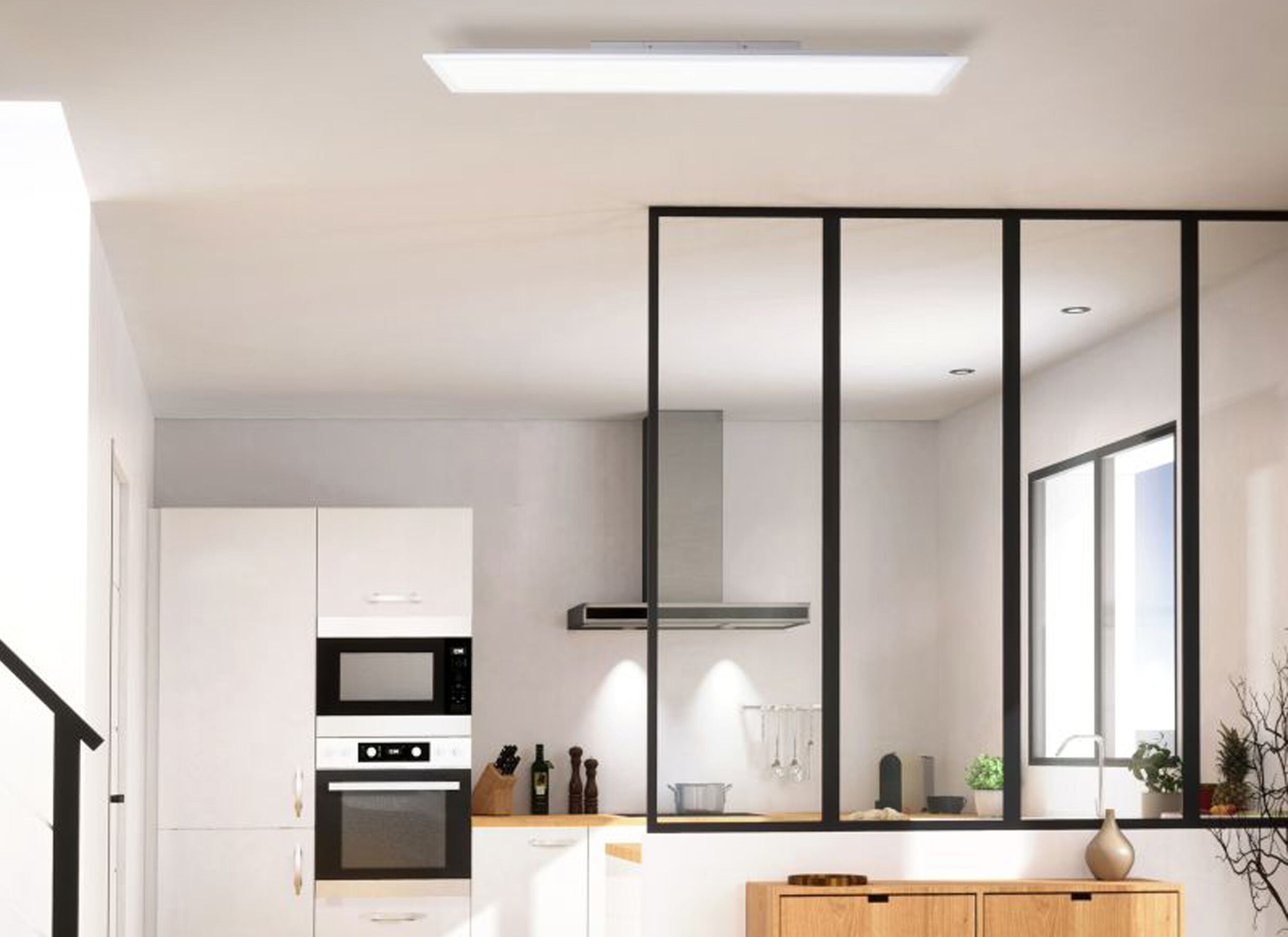Sfeerfoto - Plafondlamp Briston 100x25x5cm - kunststof & metaal - wit