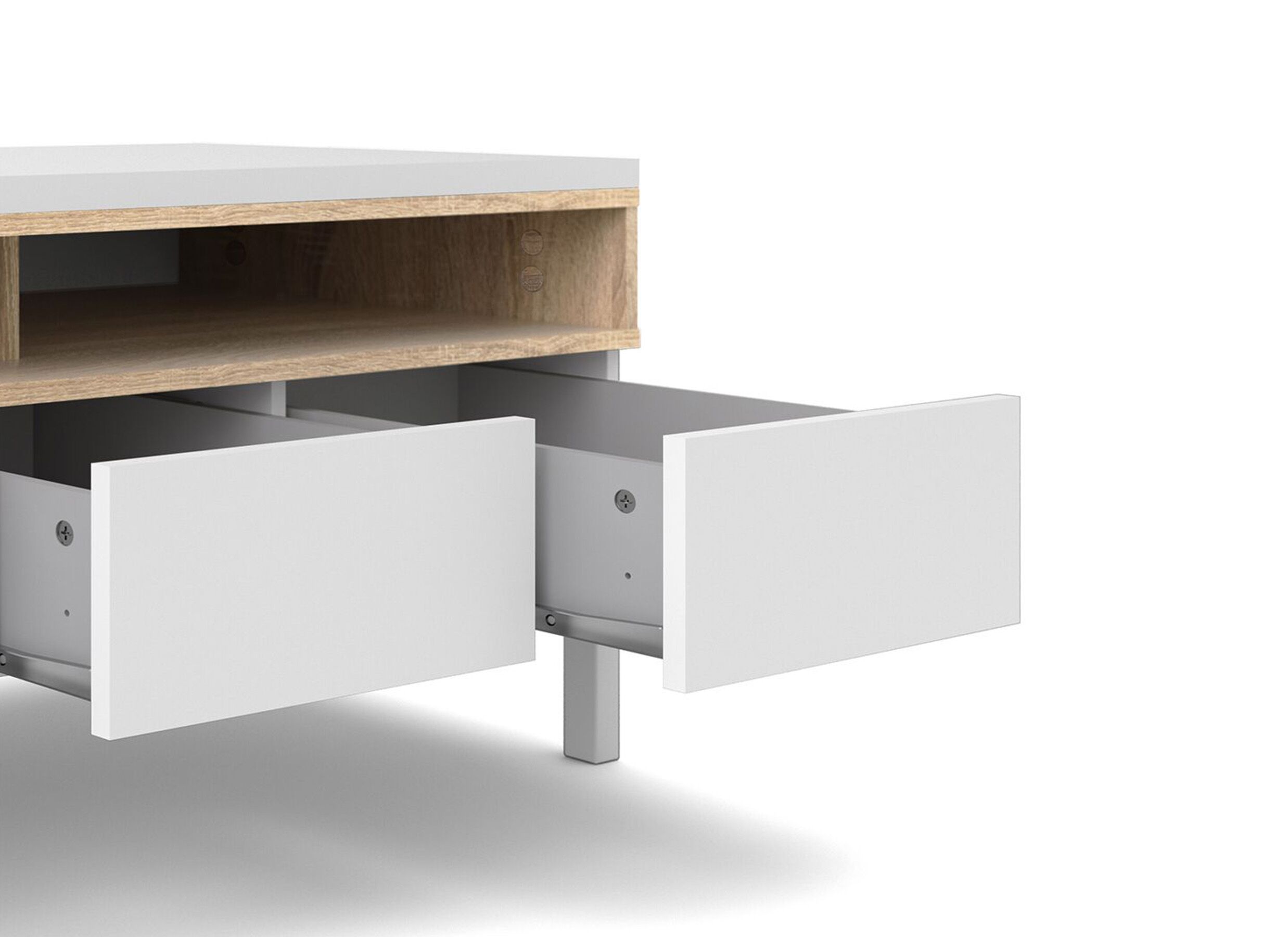 Detailfoto - Tv-meubel Roomers 156cm - spaanplaat - witte eik