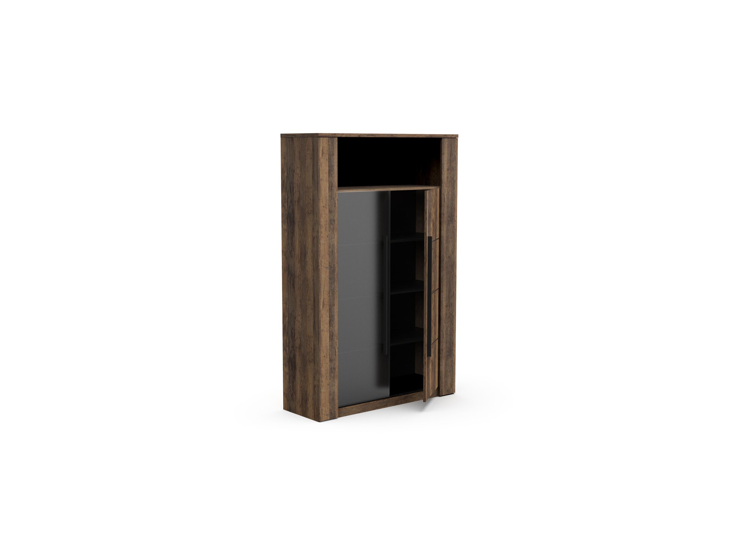Vitrinekast Monaco 114cm - melamine - saloon eik/zwart - Vitrine Monaco 114cm - mélamine - saloon eik/noir
