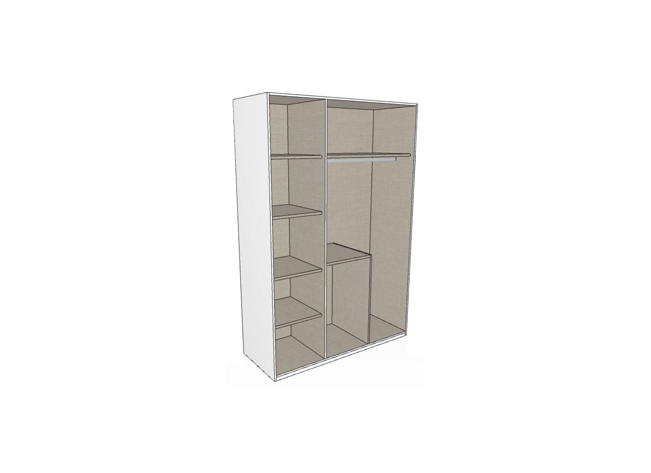 Garde-robe 151cm - décor - blanc