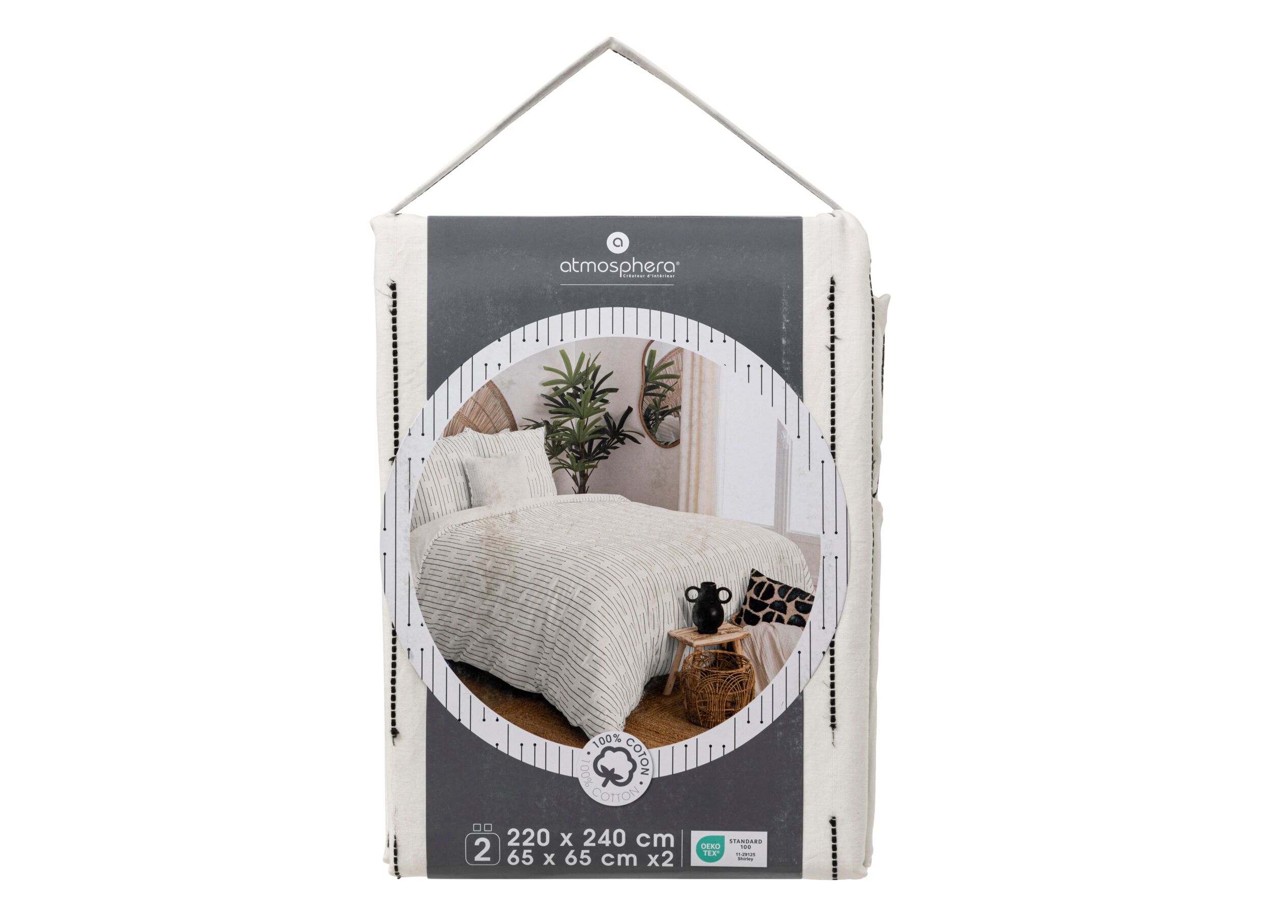 Overzichtsfoto - Dekbedovertrek Kain 240x220cm - katoen - wit & zwart