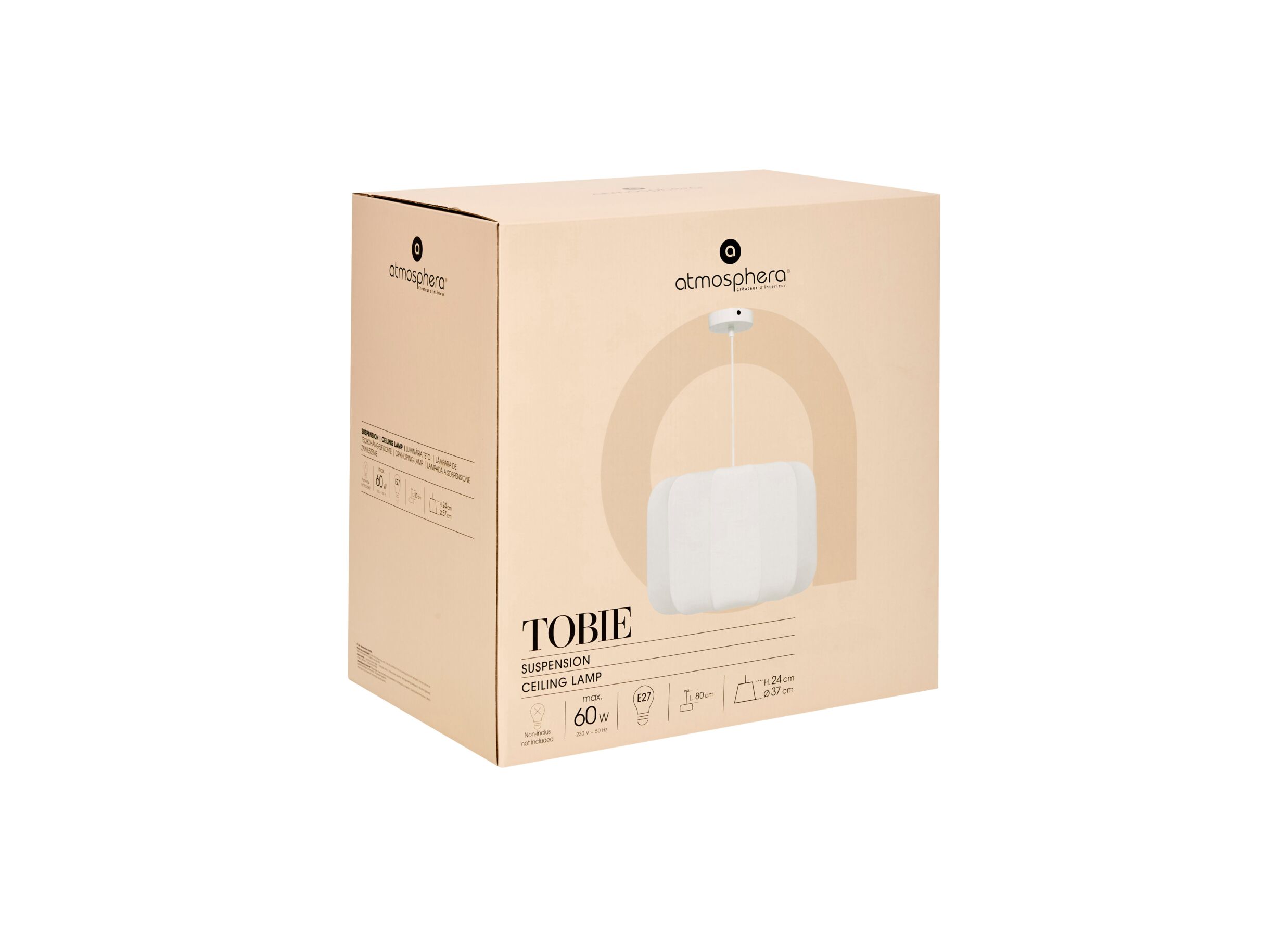 Aperçu - Suspension Tobie Ø37cm - coton/acier - blanc
