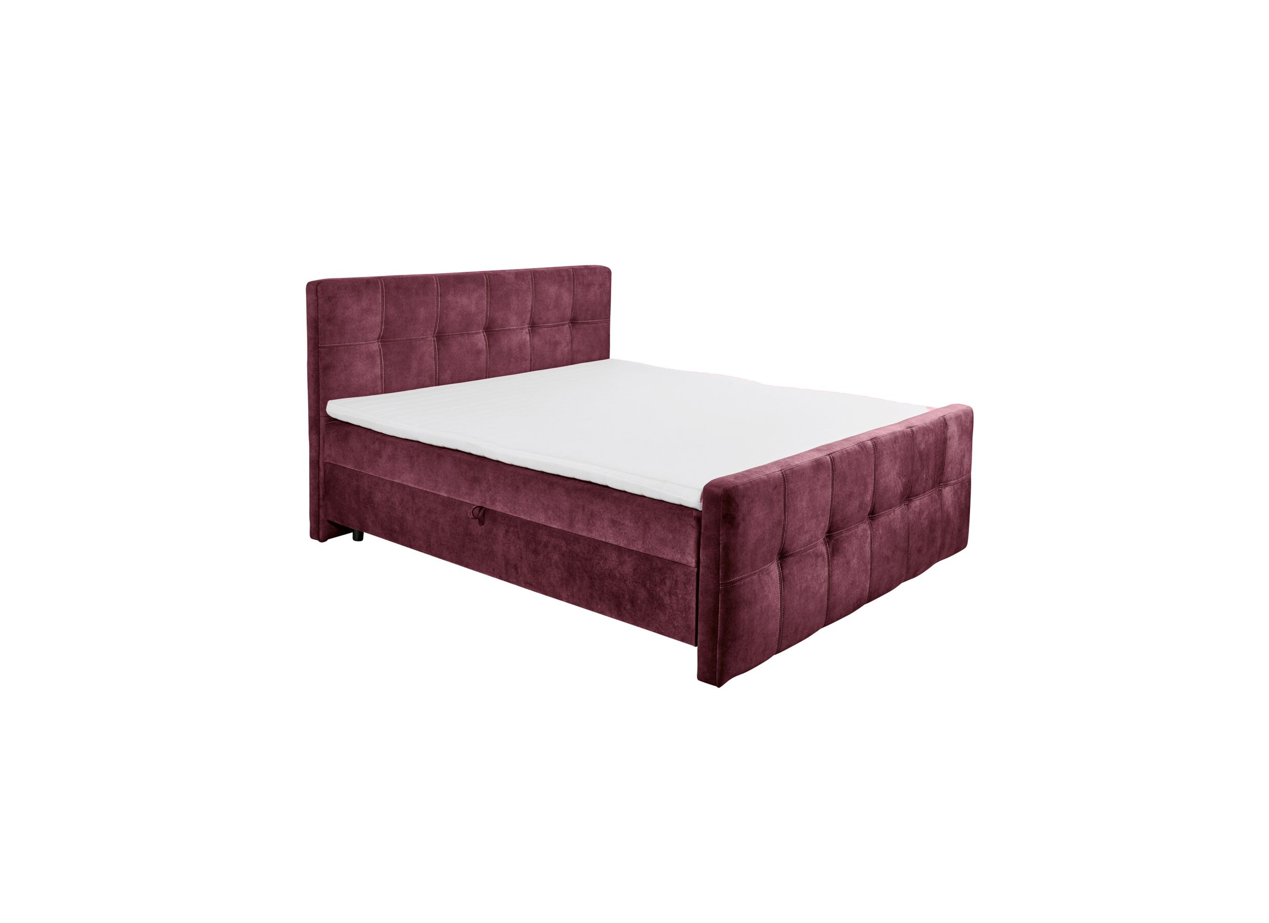 Boxspring Valetta 180x200cm avec rangement tissu bordeaux - Lit box Valetta 180x200cm avec rangement tissu bordeaux