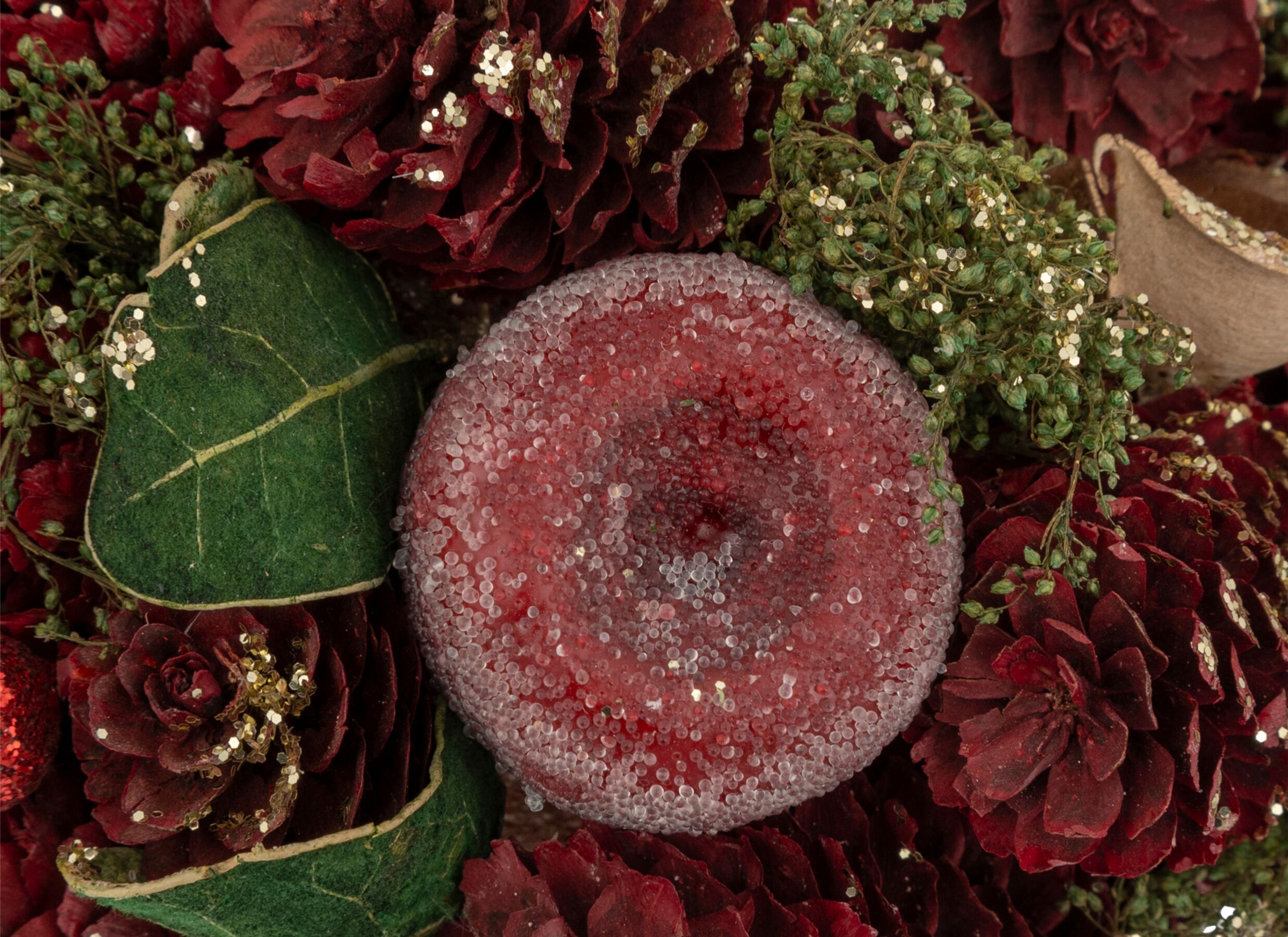 Detailfoto - Kerststuk rode appel Ø17xH8cm
