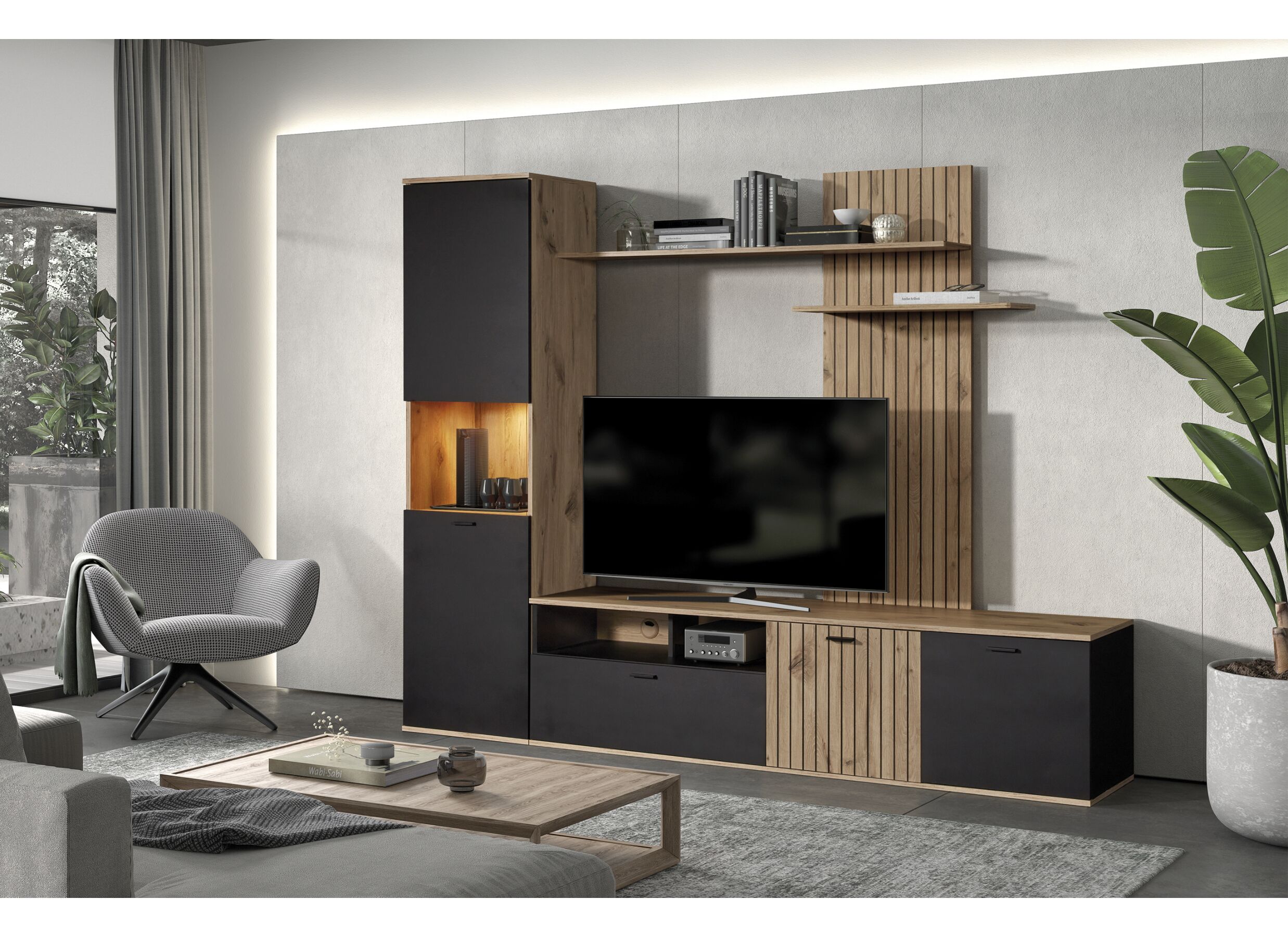 Tv-wandmeubel Silver 190cm - decor - naturel