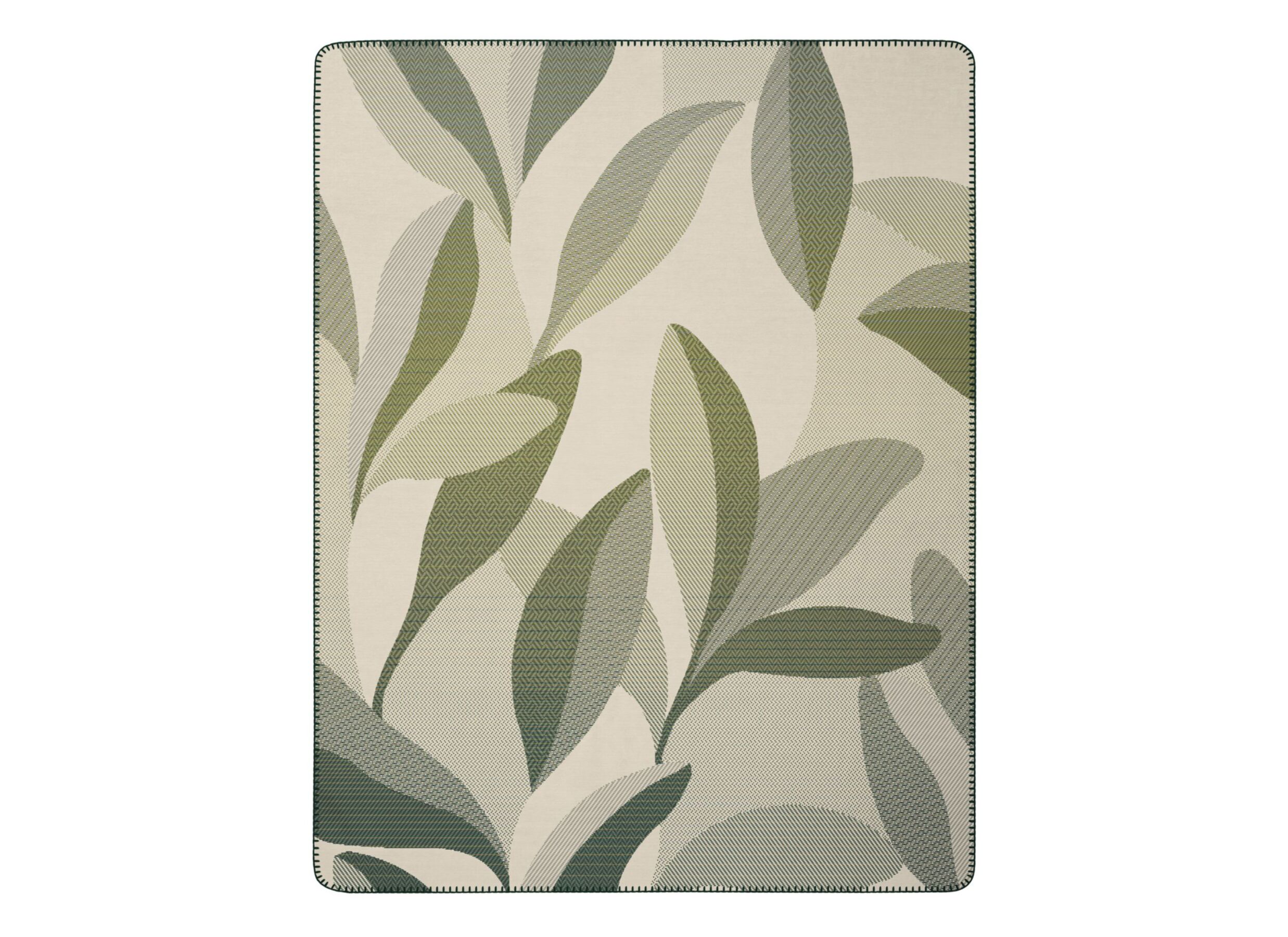 Plaid Forest Leaves 150x200cm - katoen & polyacryl - groen - Plaid Forest Leaves 150x200cm - katoen & polyacryl - groen
