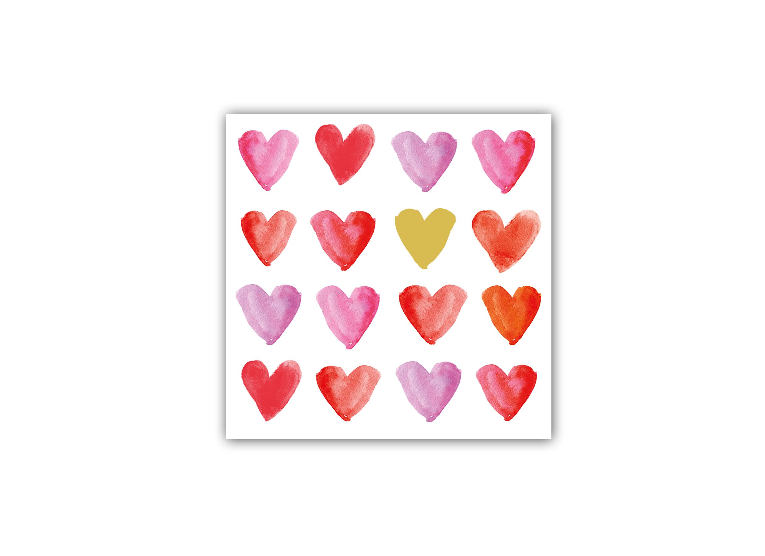 Serviette Aquarell Hearts 33x33cm rouge 20 pièces - Serviette Aquarell Hearts 33x33cm rouge 20 pièces