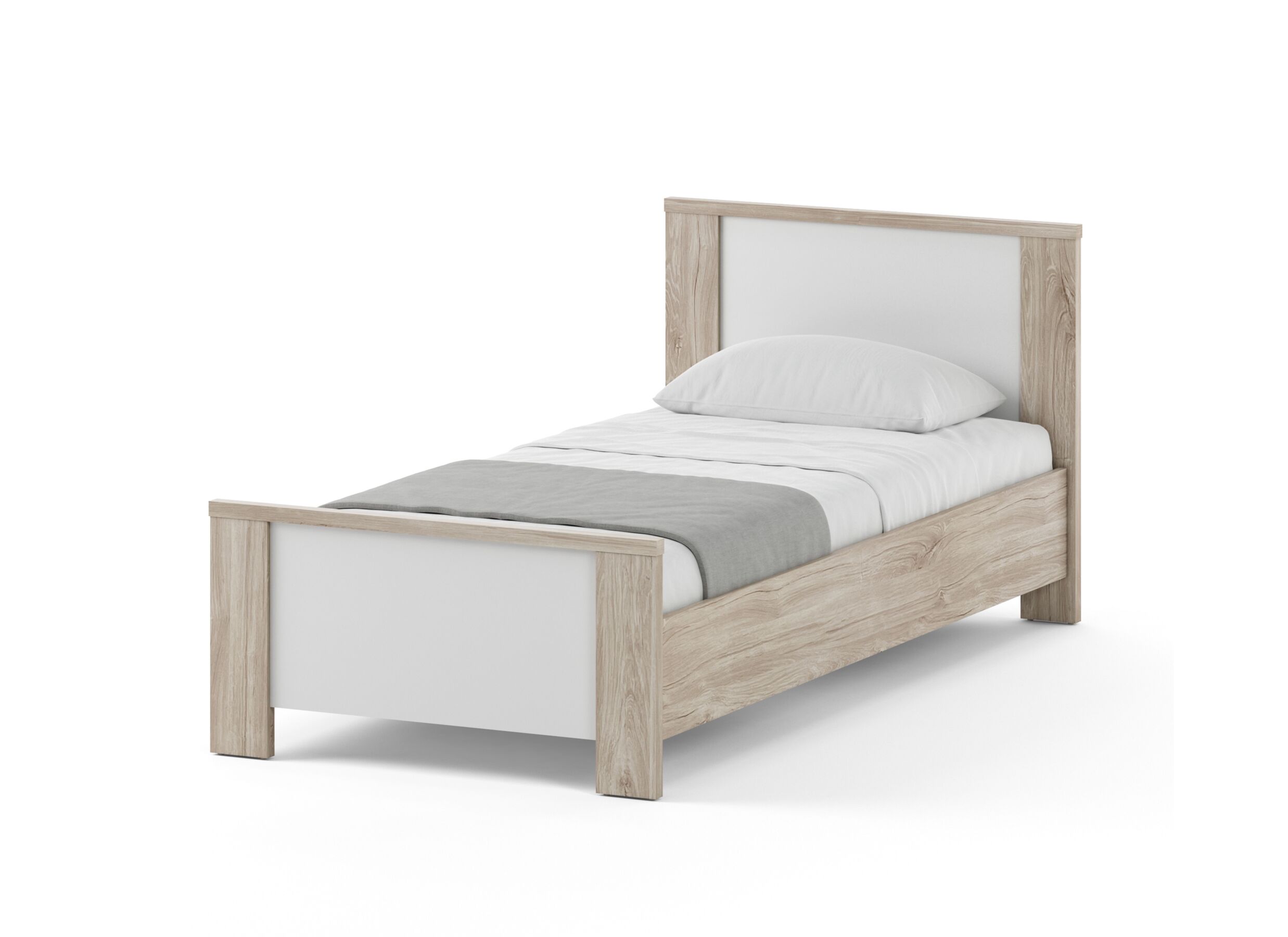Bed Evora 90x200cm - decor - ivory oak & wit - Lit Evora 90x200cm - décor - ivory oak & blanc