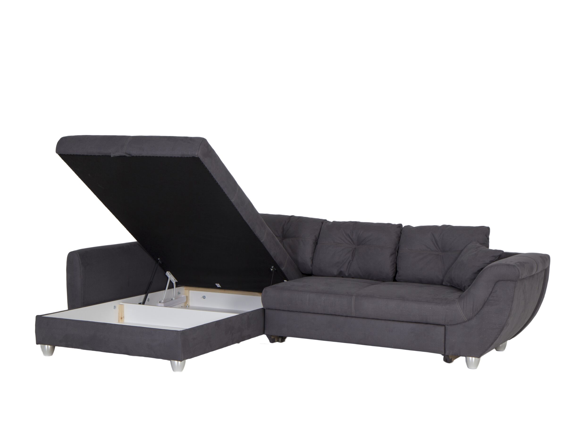 Disposition - Canapé d'angle Maranello tissu gris avec fonction lit