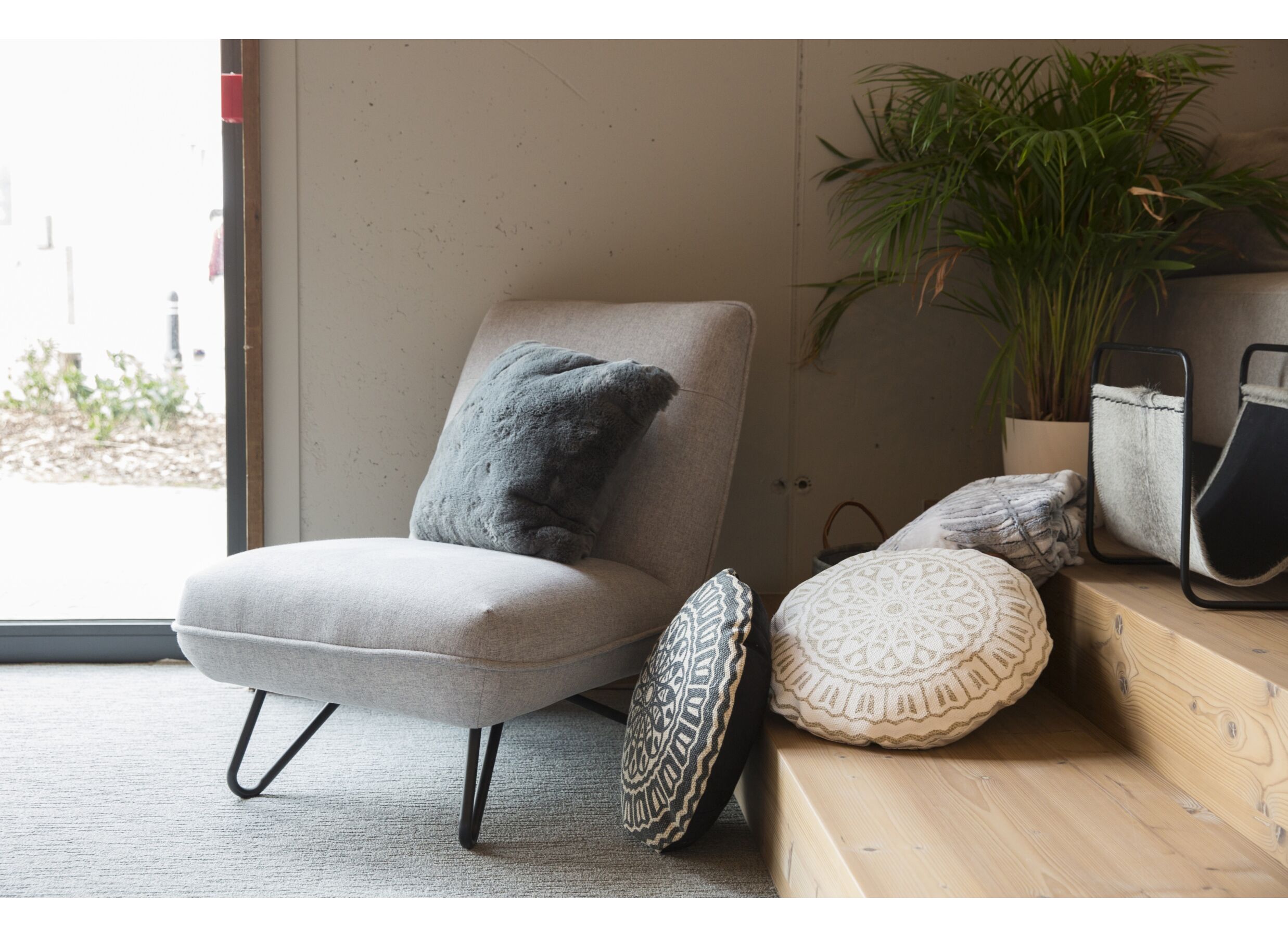 Fauteuil Guts 67,5x93x82cm - tissu - gris clair
