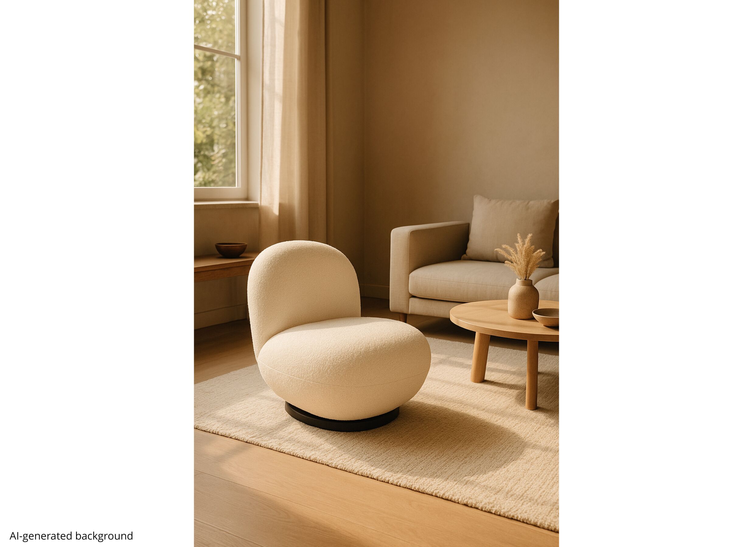 Sfeerfoto - Draaifauteuil Criollo 91x95x71cm - bouclé - wit