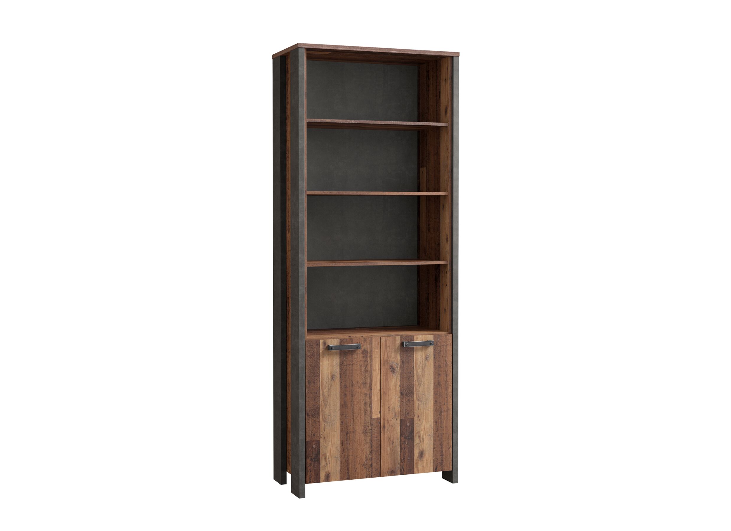 Boekenkast Clif-B 86x42x221cm - meubelplaat - old wood/beton