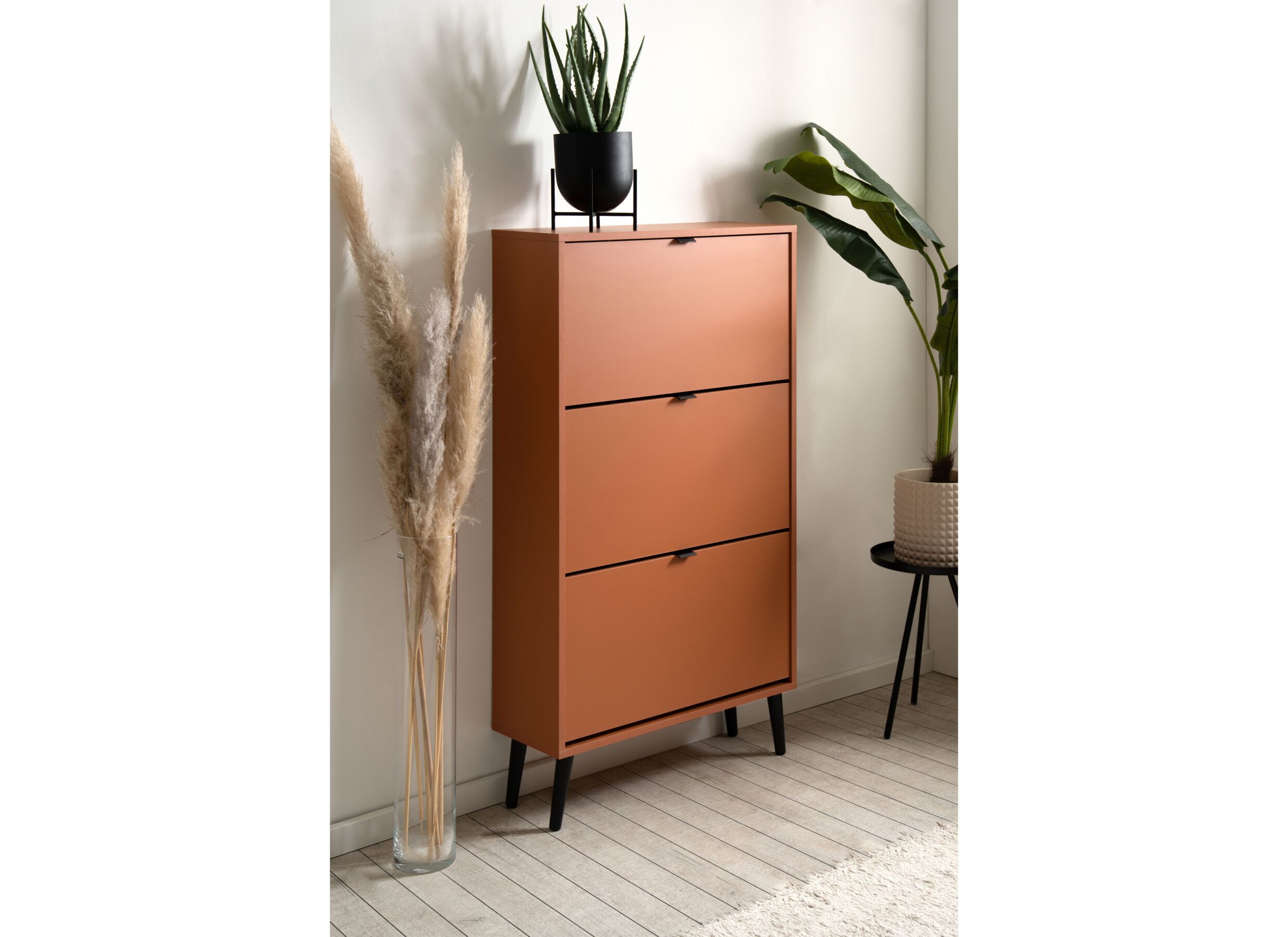 Foto ambiance - Armoire à chaussures Vigo 70x24x125cm - mélamine - terra