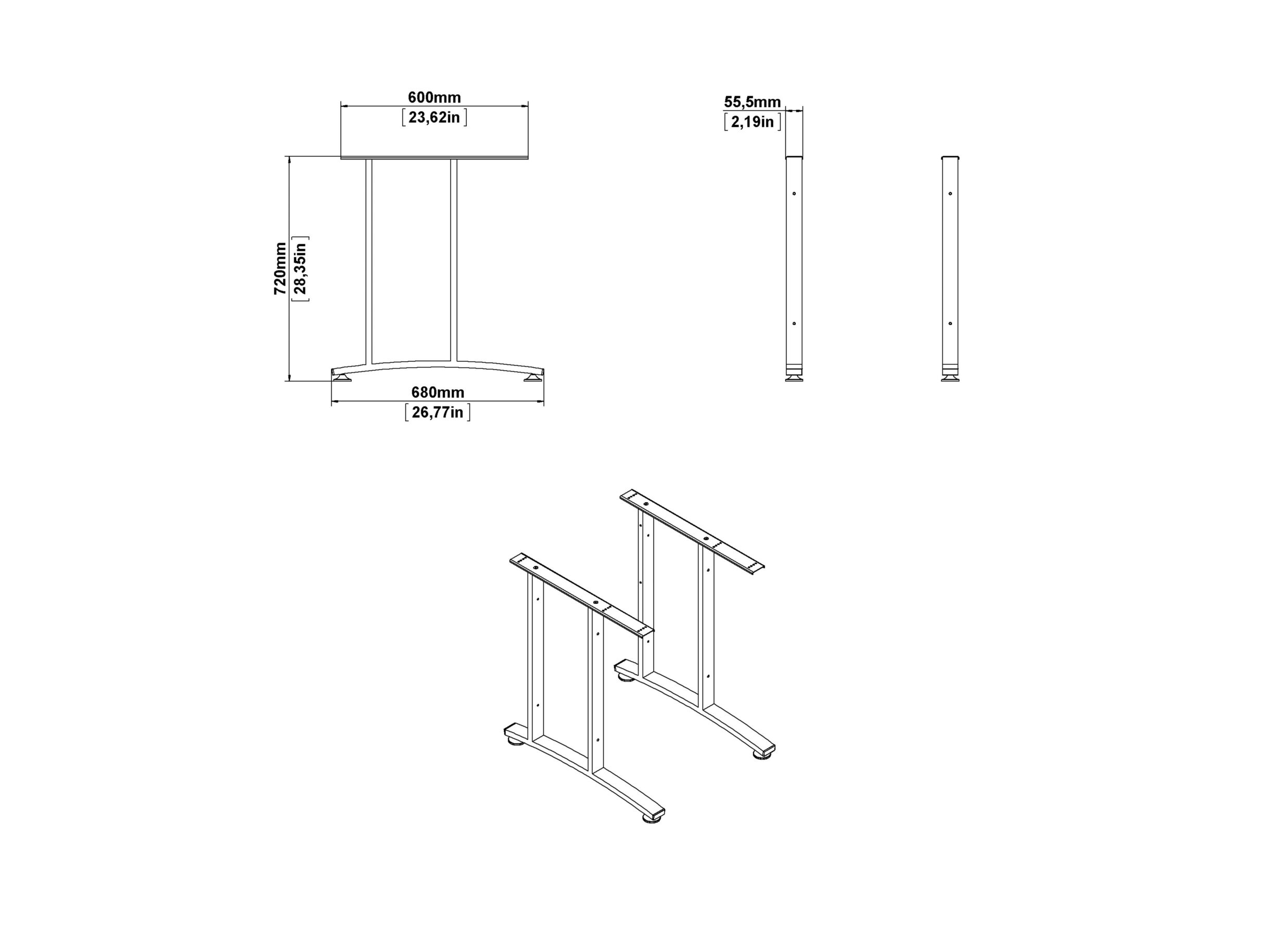 Afmetingen - Hoekbureau Prima decor - wit