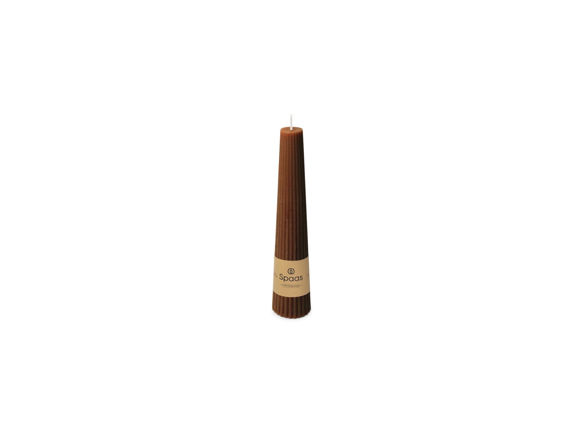Kaars Obelisk geribbeld 25u bruin - Bougie Obélisque côtelé 25h brun