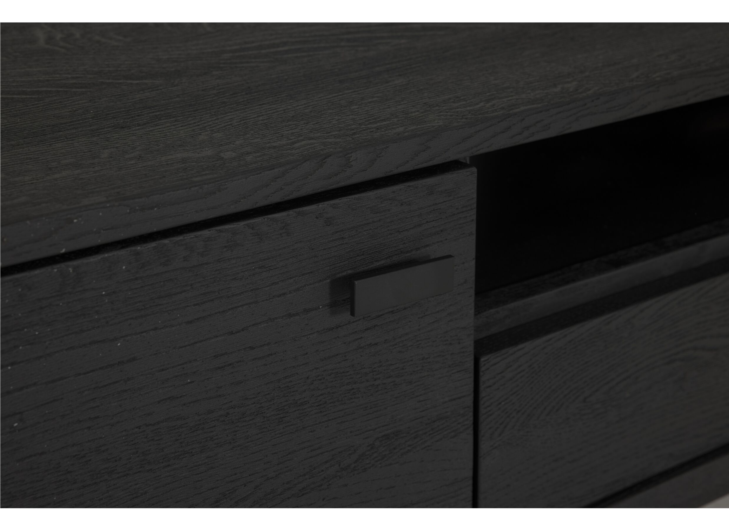 Meuble TV Mauri 160cm - chêne massif & décor - noir