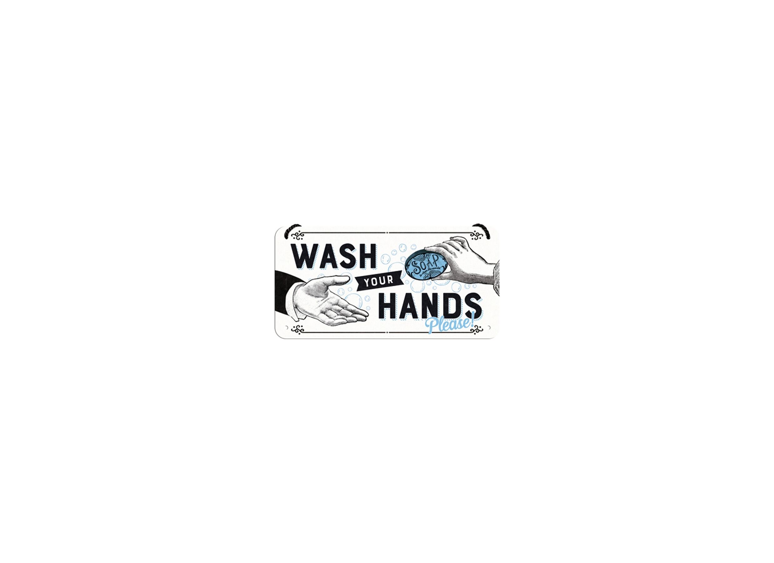 Overzichtsfoto - Plakkaat 10x20cm Wash Your Hands Please