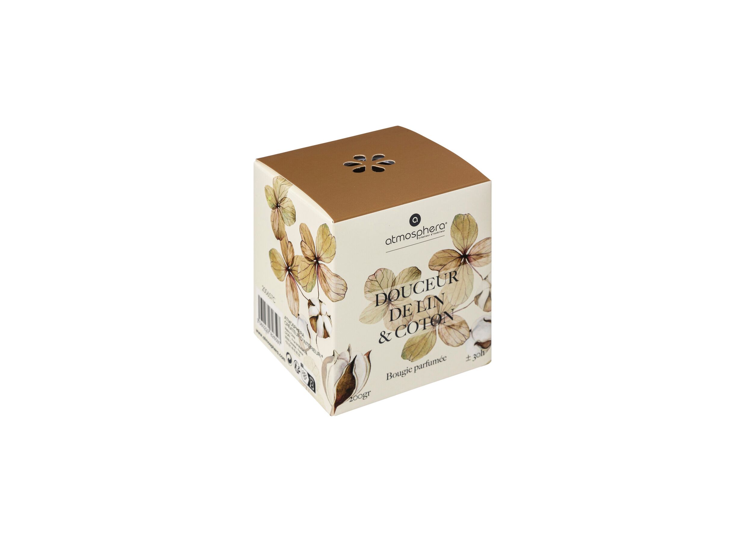 5cm 30h blanc - Bougie parfumée Oudy Coton H9,5cm 30h blanc