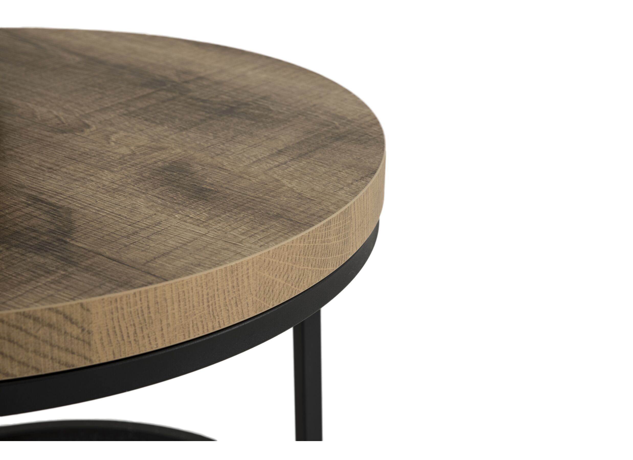 Detailfoto - Bijzettafel SL2303 Ø76xH45,5cm/Ø56xH38,5cm - metaal/decor - scarlet oak set van 2