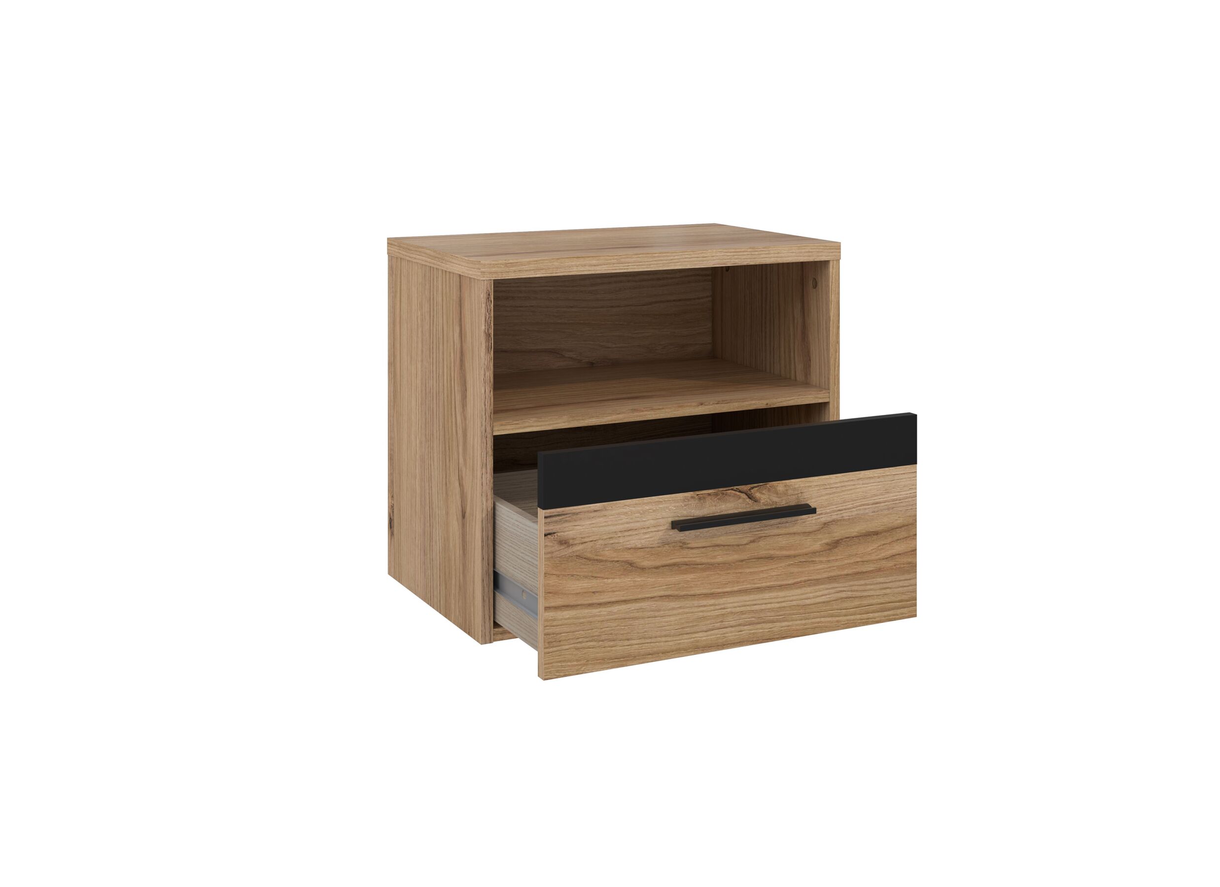 Disposition - Table de chevet Dalate 50,2x33,8x45,2cm - panneau décor - chêne châtaignier/noir mat