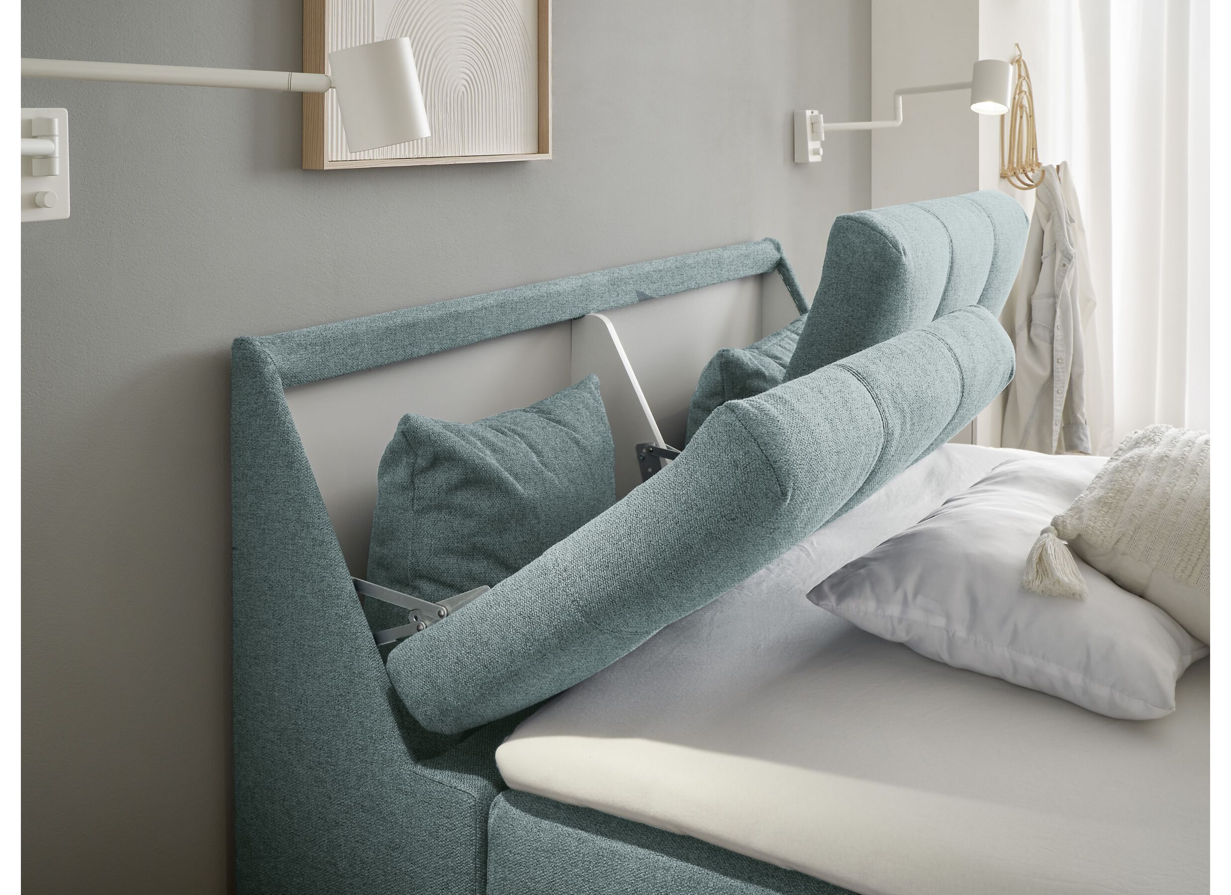 Bedbox Atlantis 140x200cm met opbergruimte stof munt