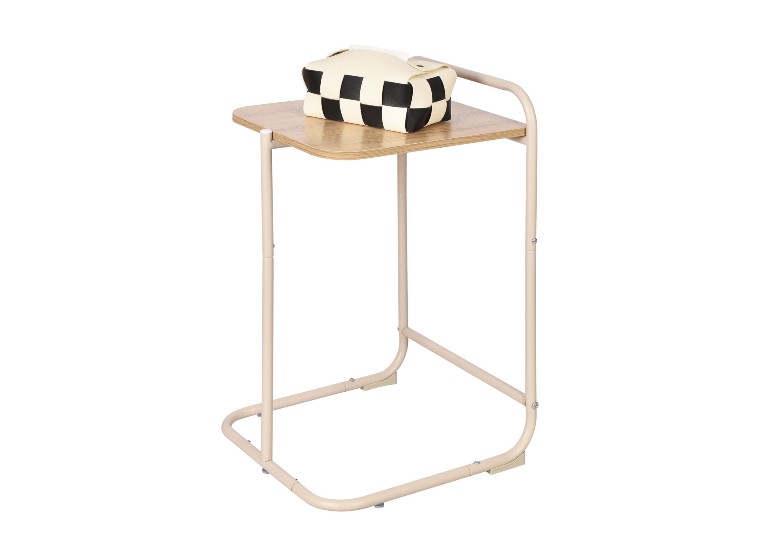 Overzichtsfoto - Bijzettafel Dunst 35x35x56cm - metaal & MDF - beige