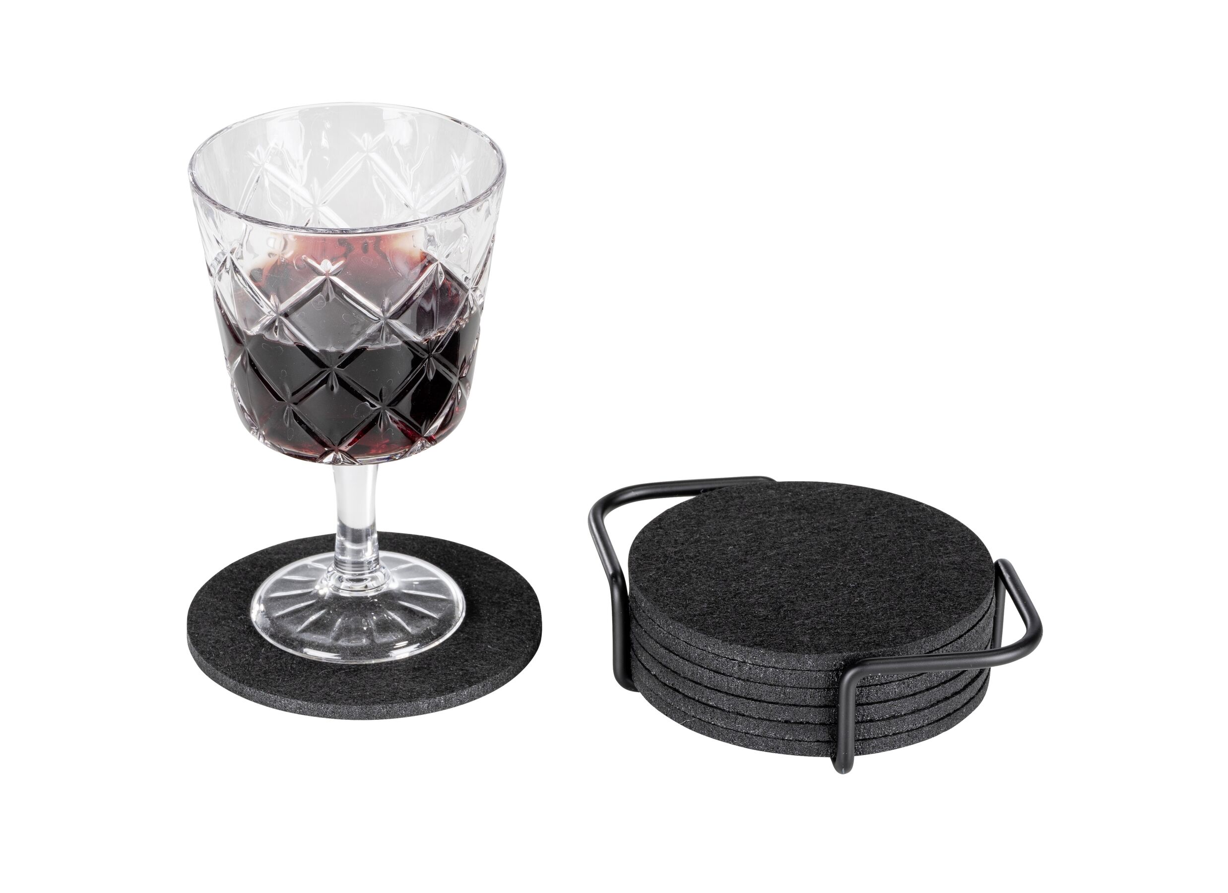 Aperçu - Sous-verre Folze Ø10cm - feutre - noir lot de 9