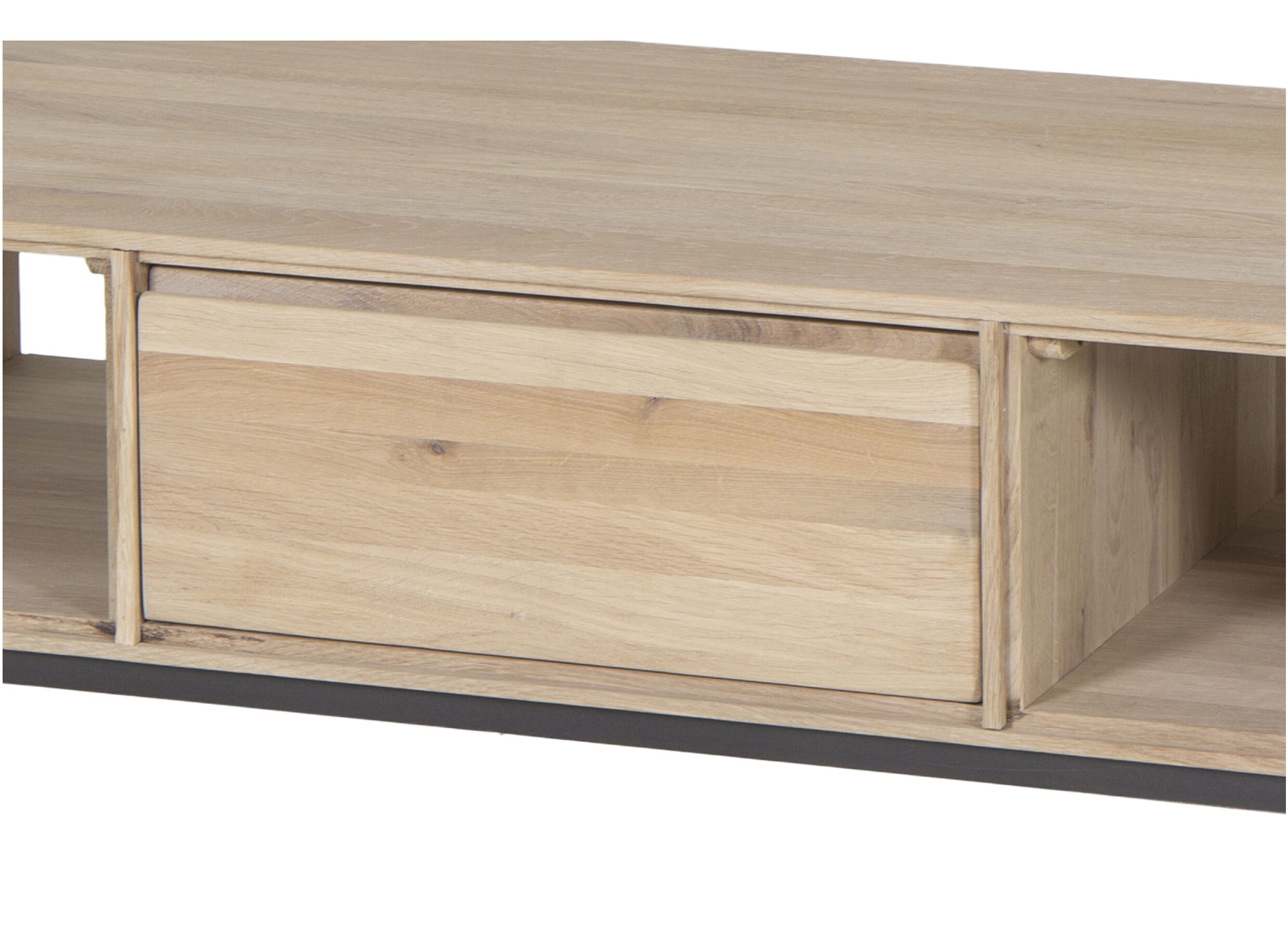 Table basse Polar 120x60cm avec rangement - chêne massif & décor - naturel