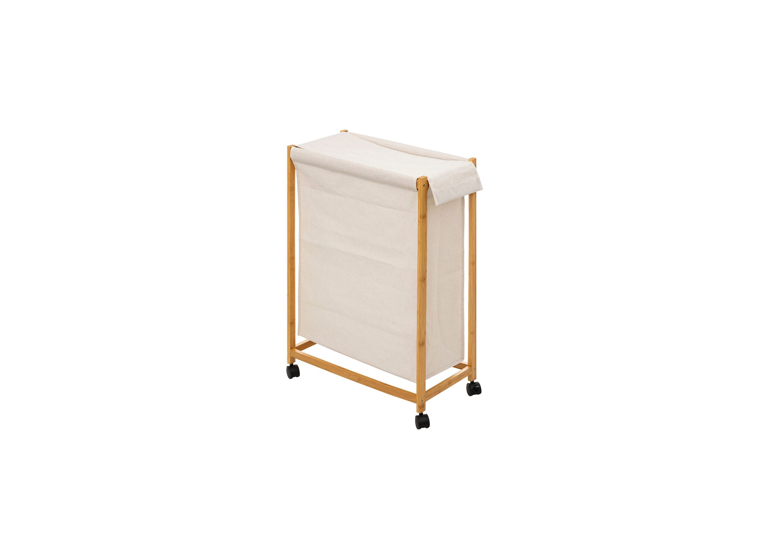 Linnenmand bamboe op wieltjes 55x28x80cm naturel