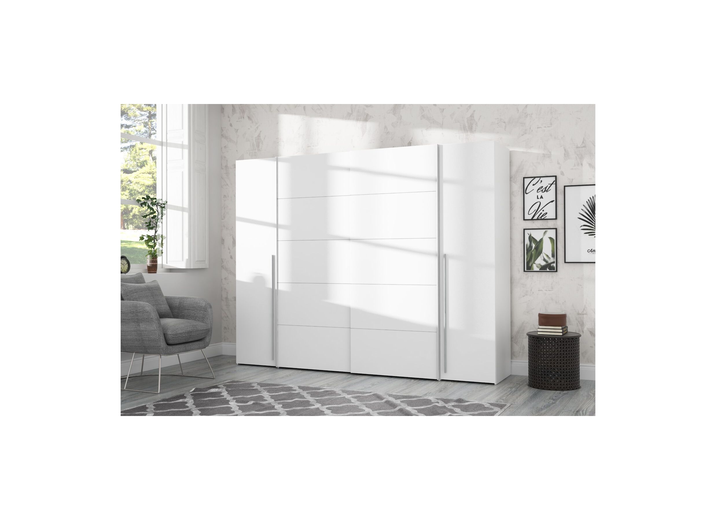 Garde-robe Narago 270cm - décor - blanc