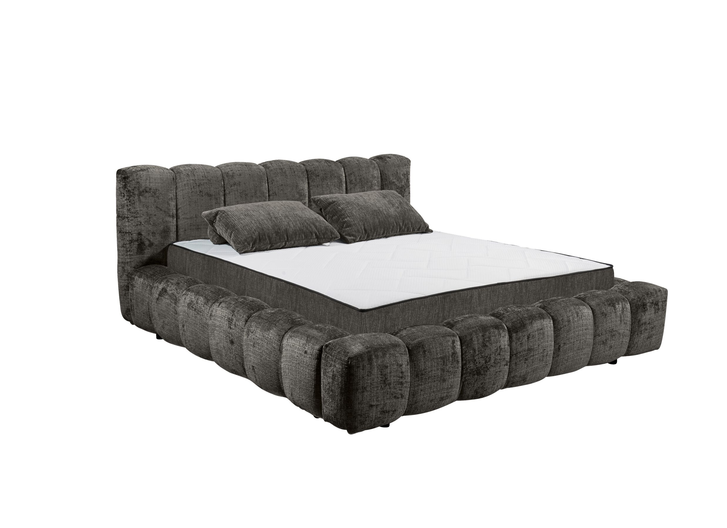 Gestoffeerd bed Bexley 160x200cm - stof - zwart inclusief bodem en matras - Bexley 160x200cm - tissu - noir avec sommier et matelas inclus