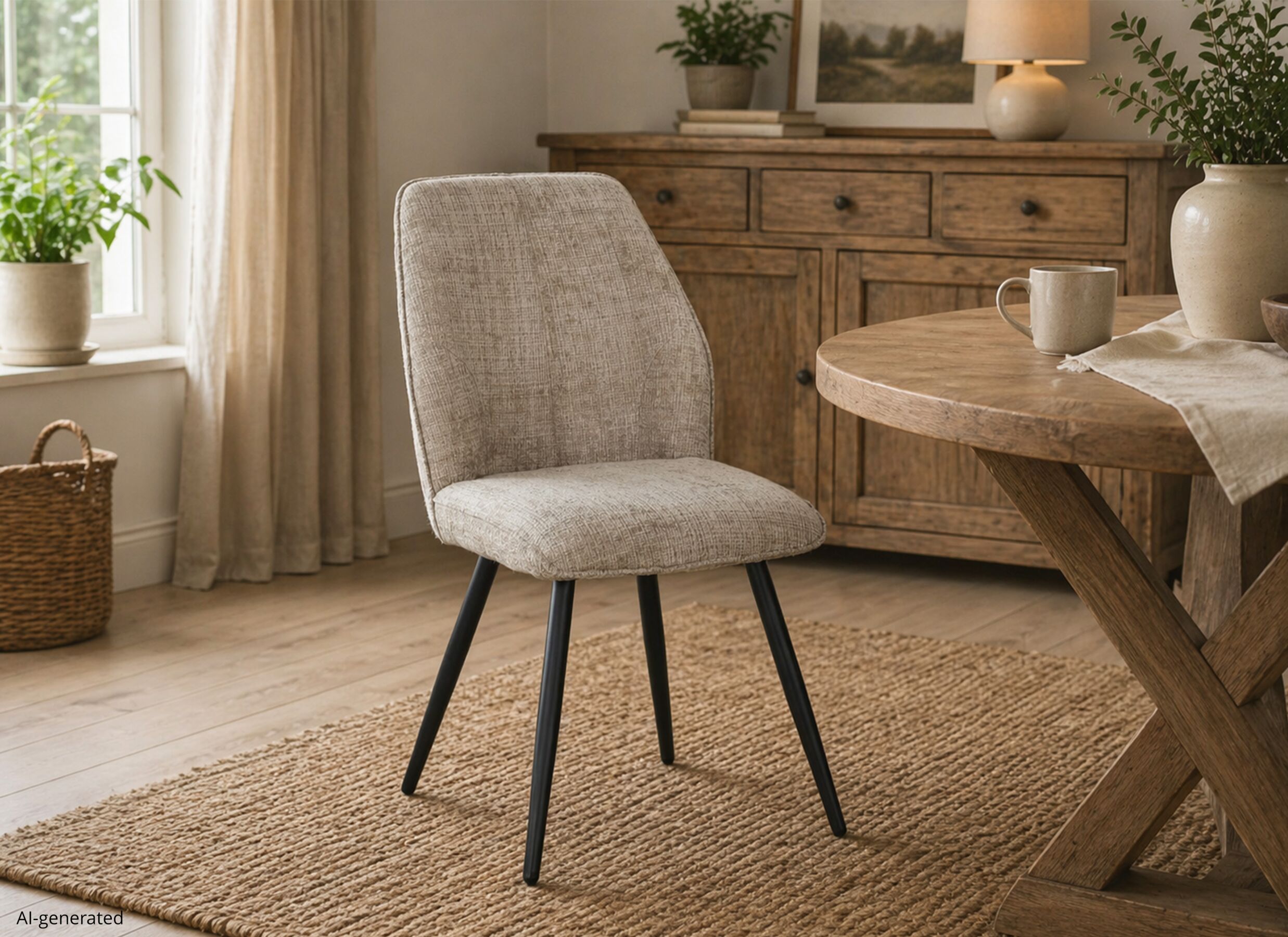 AI Generated - Chaise ST2418 51x64x89cm - tissu - beige
