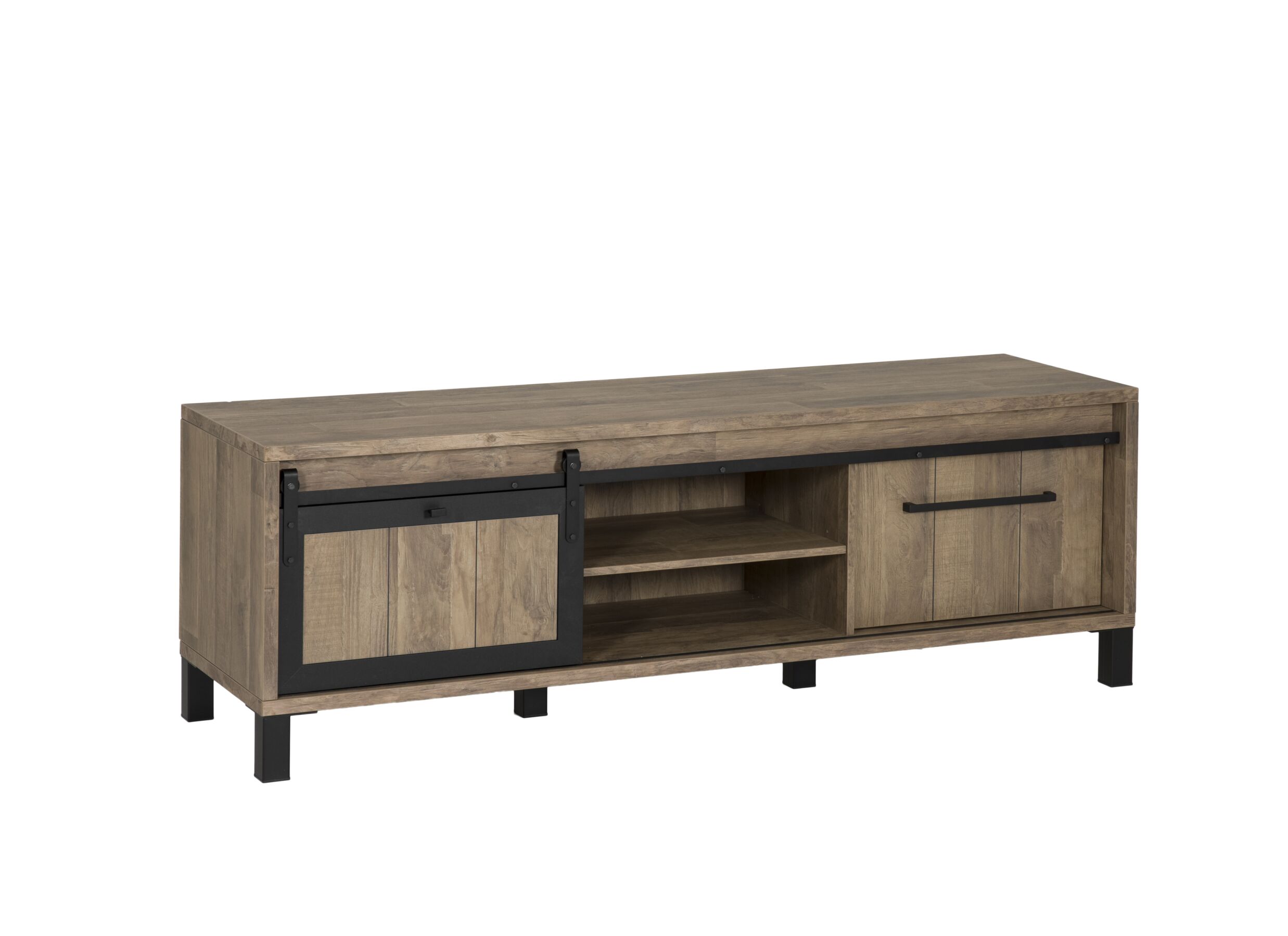 Indeling - Tv-meubel 179cm - meubelplaat - old teak & matt black