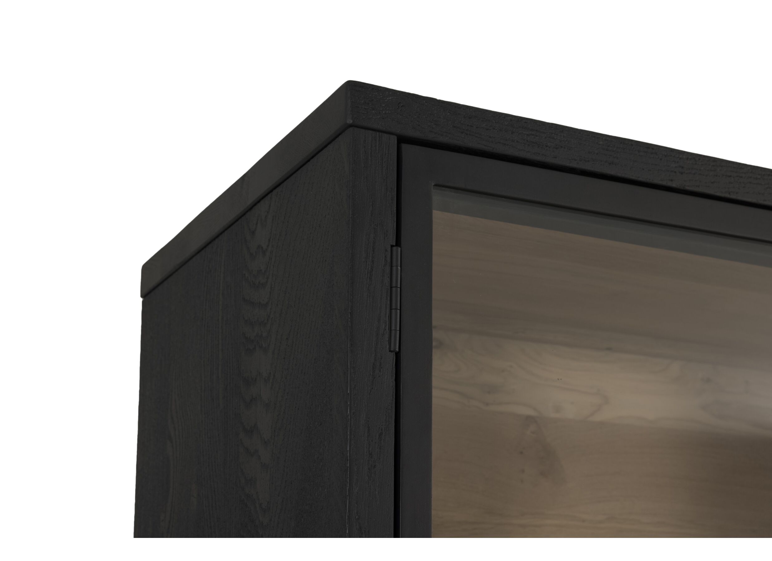 Detail - Vitrine Mauri 116,5cm - chêne massif - noir avec éclairage