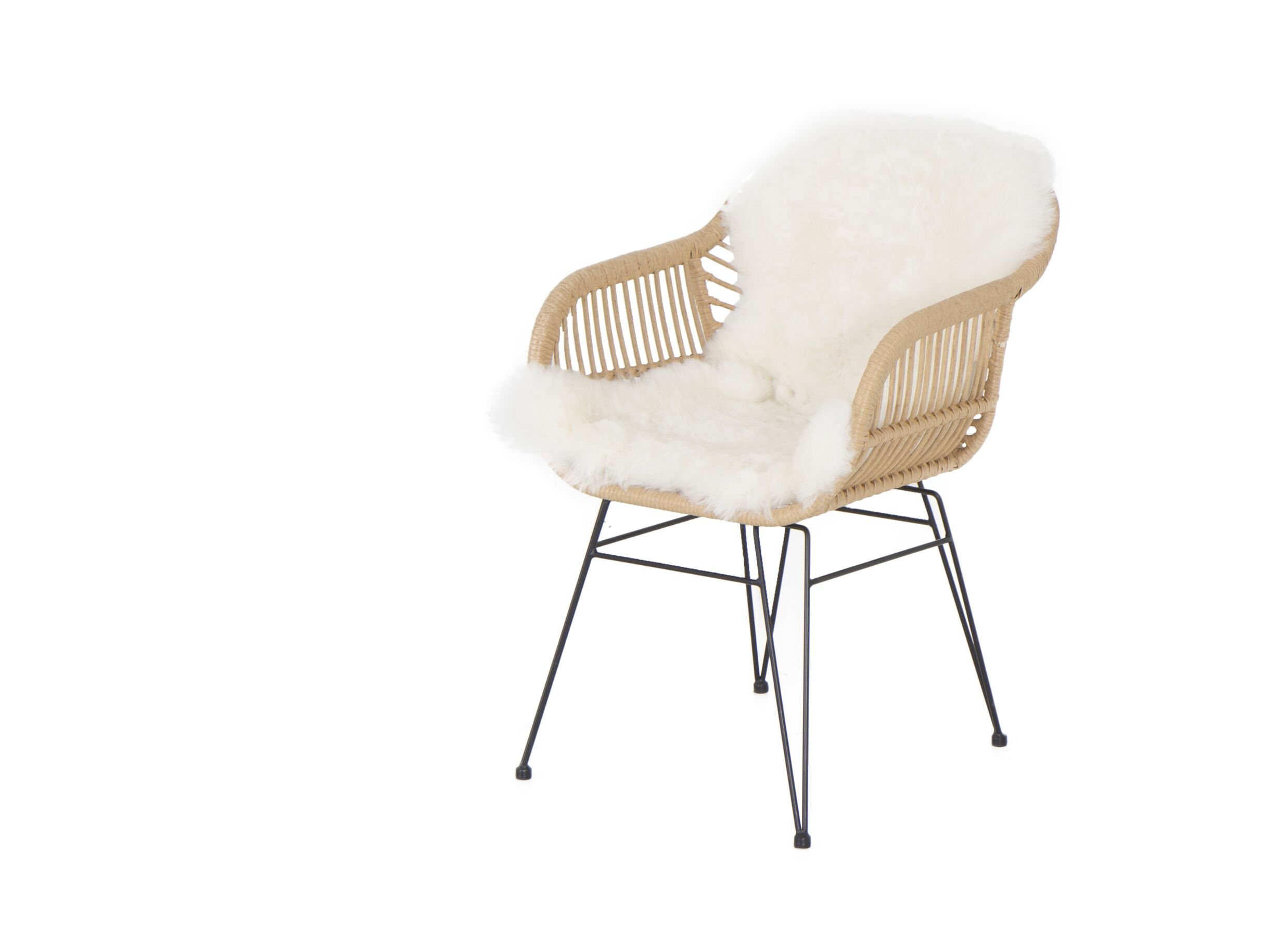 Chaise coque Flores 58x62x81cm - polyethylène - naturel/noir