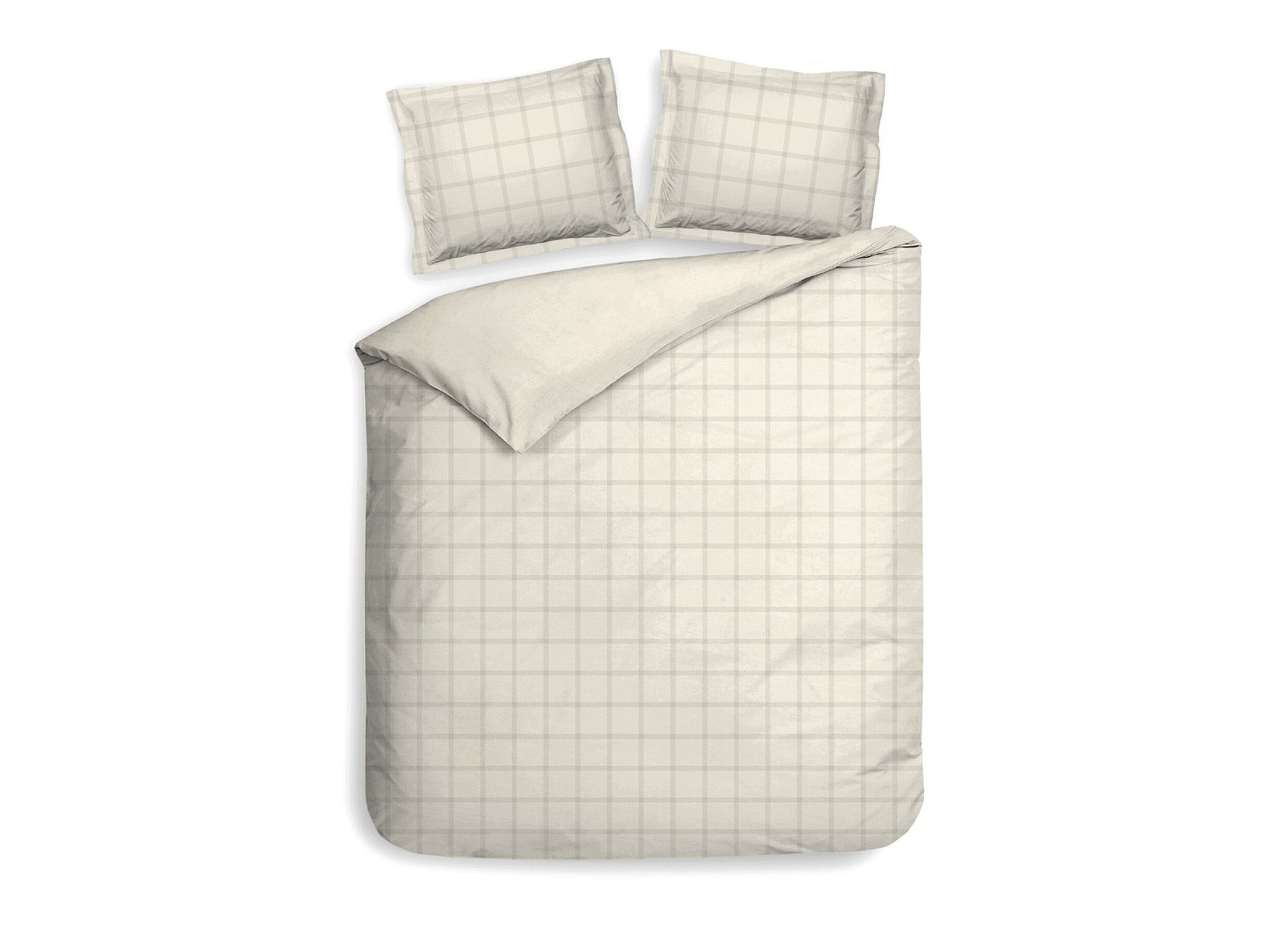 Plus Important - Housse de couette Heckettlane Diamante 240x220cm - satin de coton - blanc cassé