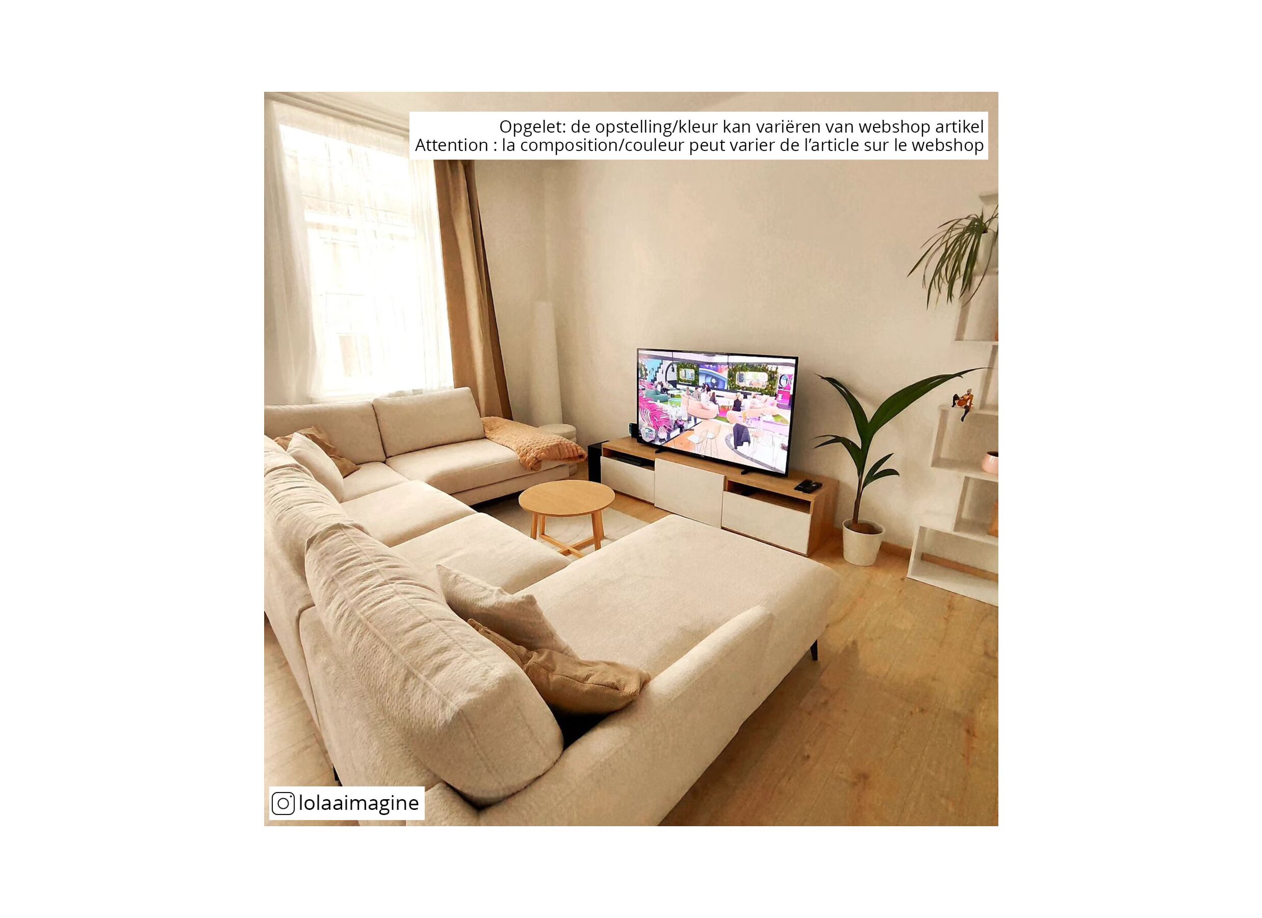 Hoeksalon Namur 293x160cm - stof - beige