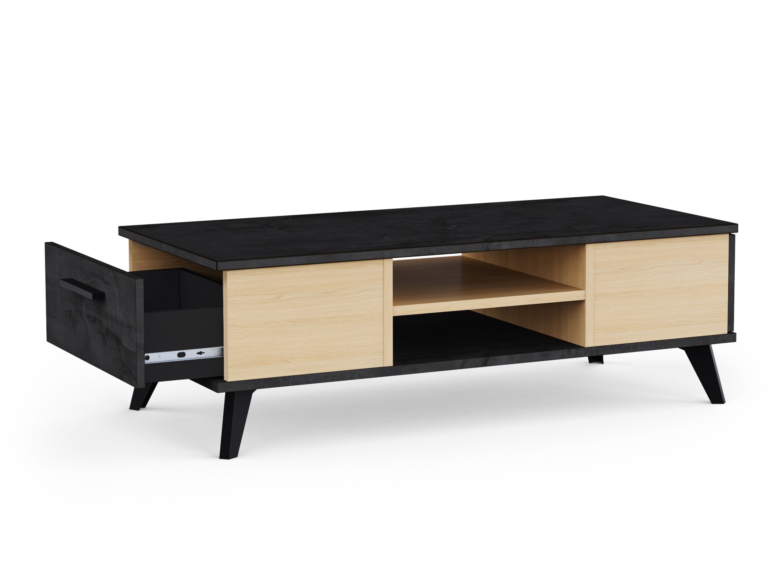 Disposition - Table basse Kent 107x50xH35cm - décor - chêne de fil & sidewalk