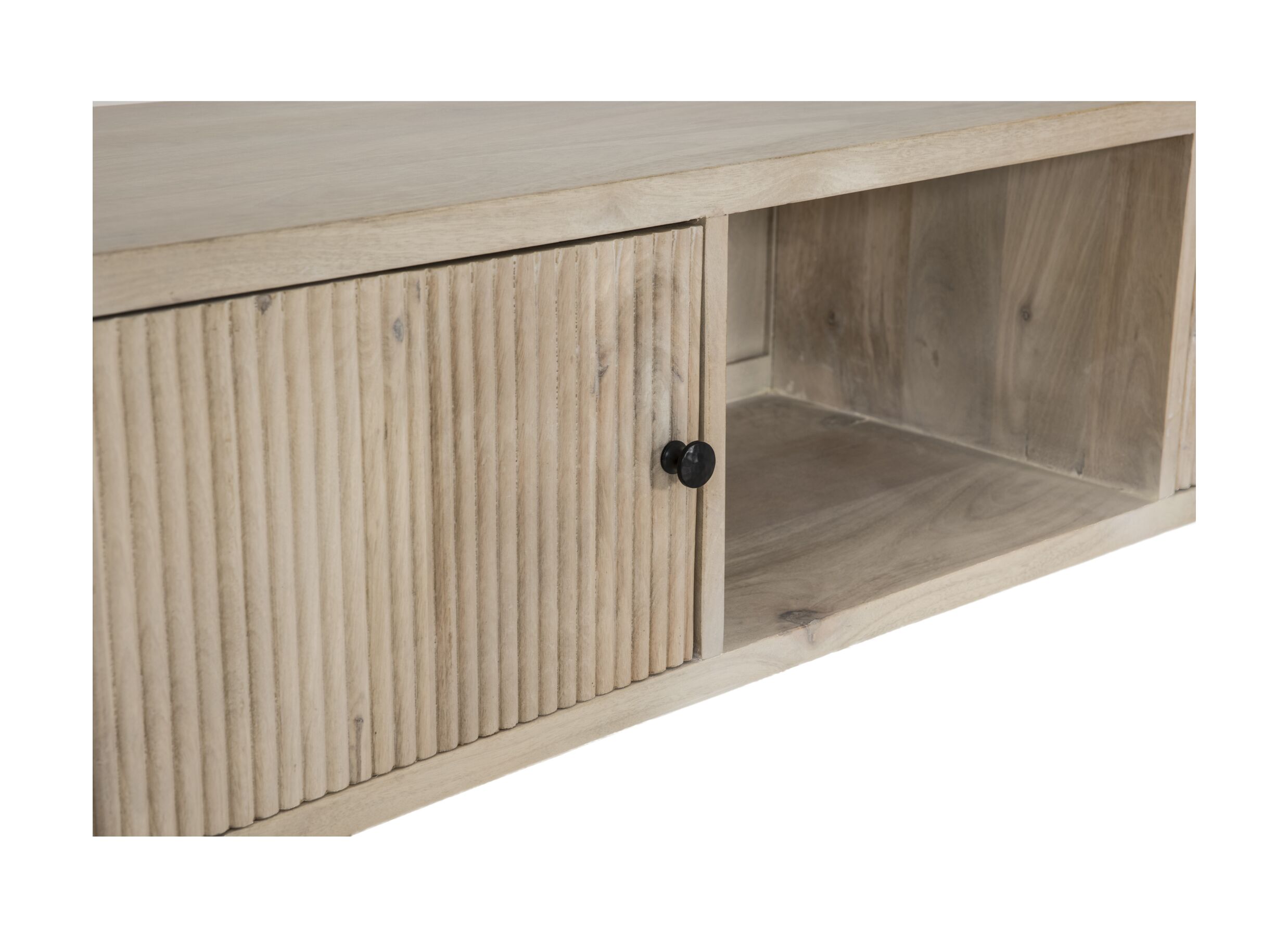 Detailfoto - Tv-meubel Limes 180cm - mango massief - wit & beige
