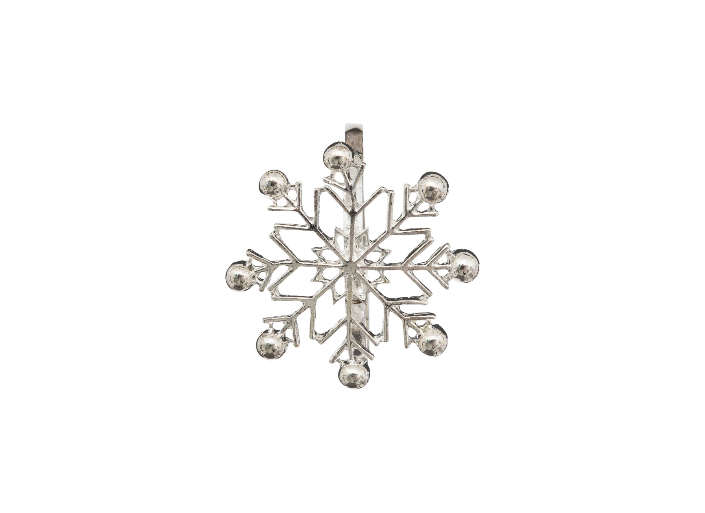 Servetring sneeuwvlok 5 - Rond de serviette flocon de neige 5,5x4,5cm zinc argent lot de 2