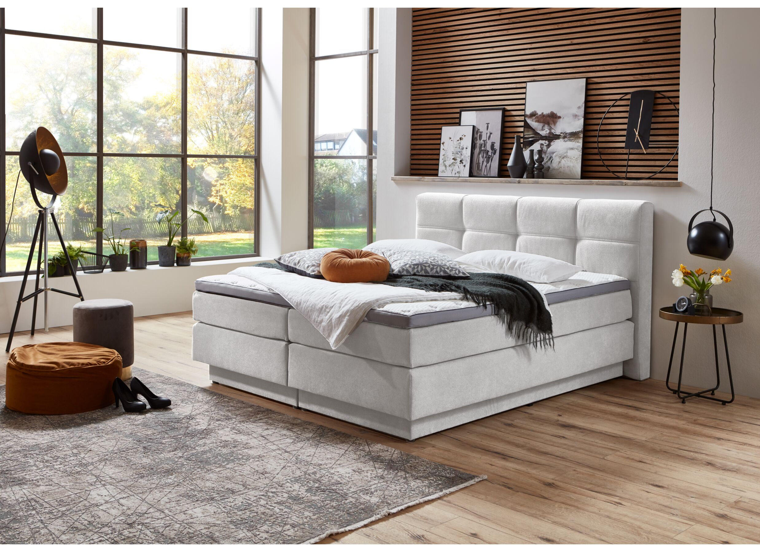 Foto ambiance - Boxspring BX2110 Portage 160x200cm avec rangement - tissu - ecru