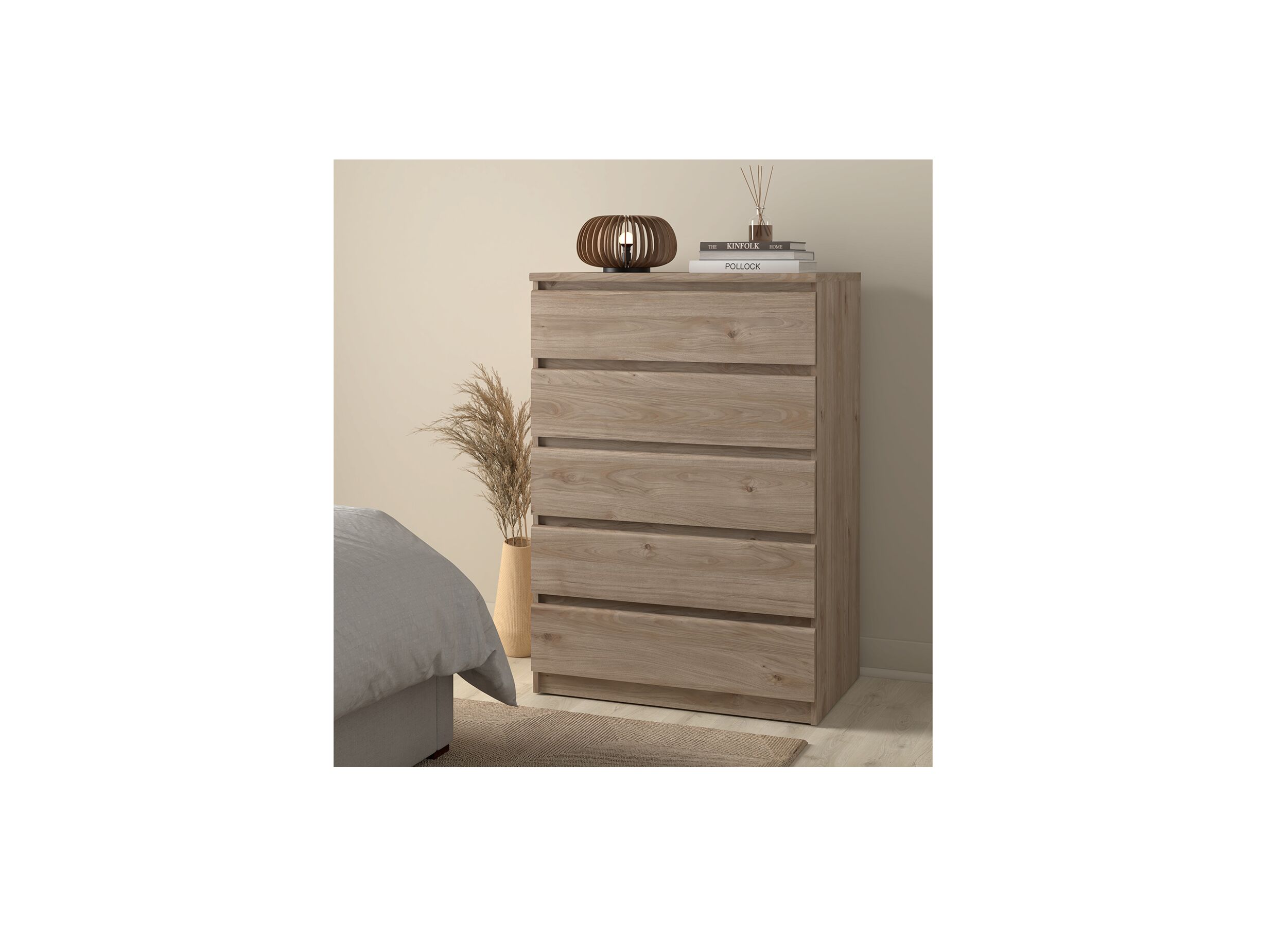 Commode Naia 77x50x112cm - mélamine - jackson hickory