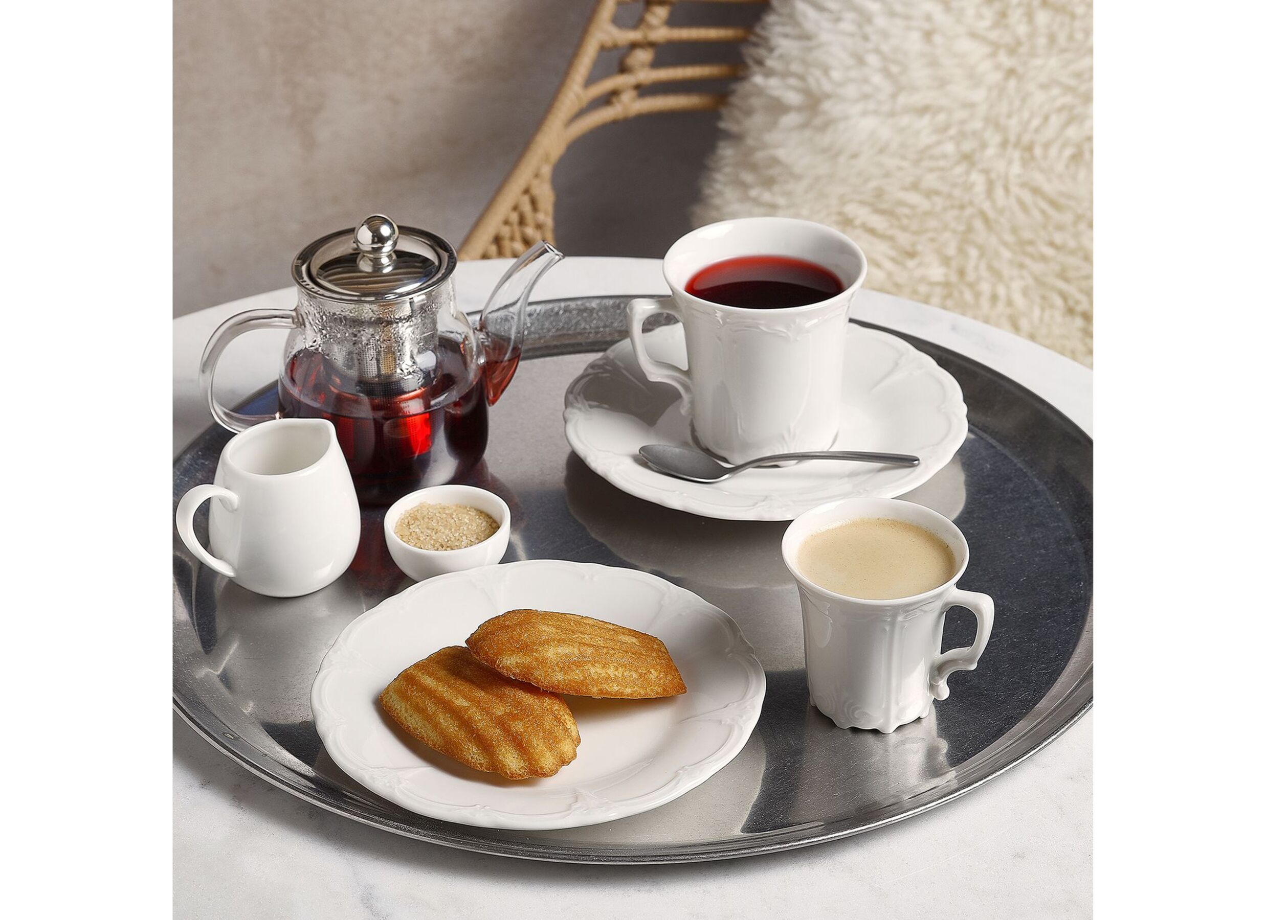 Foto ambiance - Assiette à dessert Retro Ø16,5cm - porcelaine - ivoire