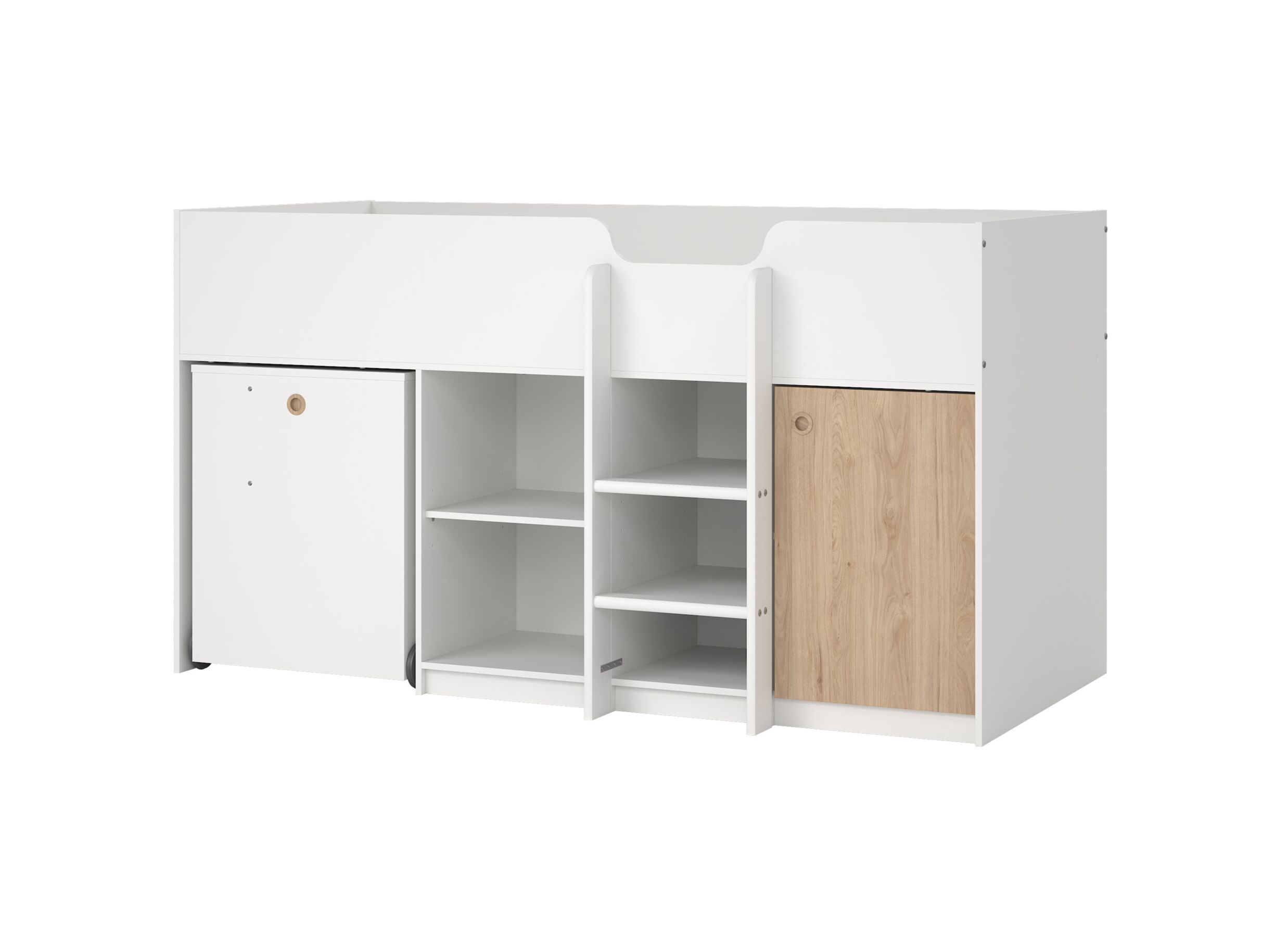 Aperçu - Lit mi-hauteur Lyon 90x200cm - décor - blanc & jackson hickory
