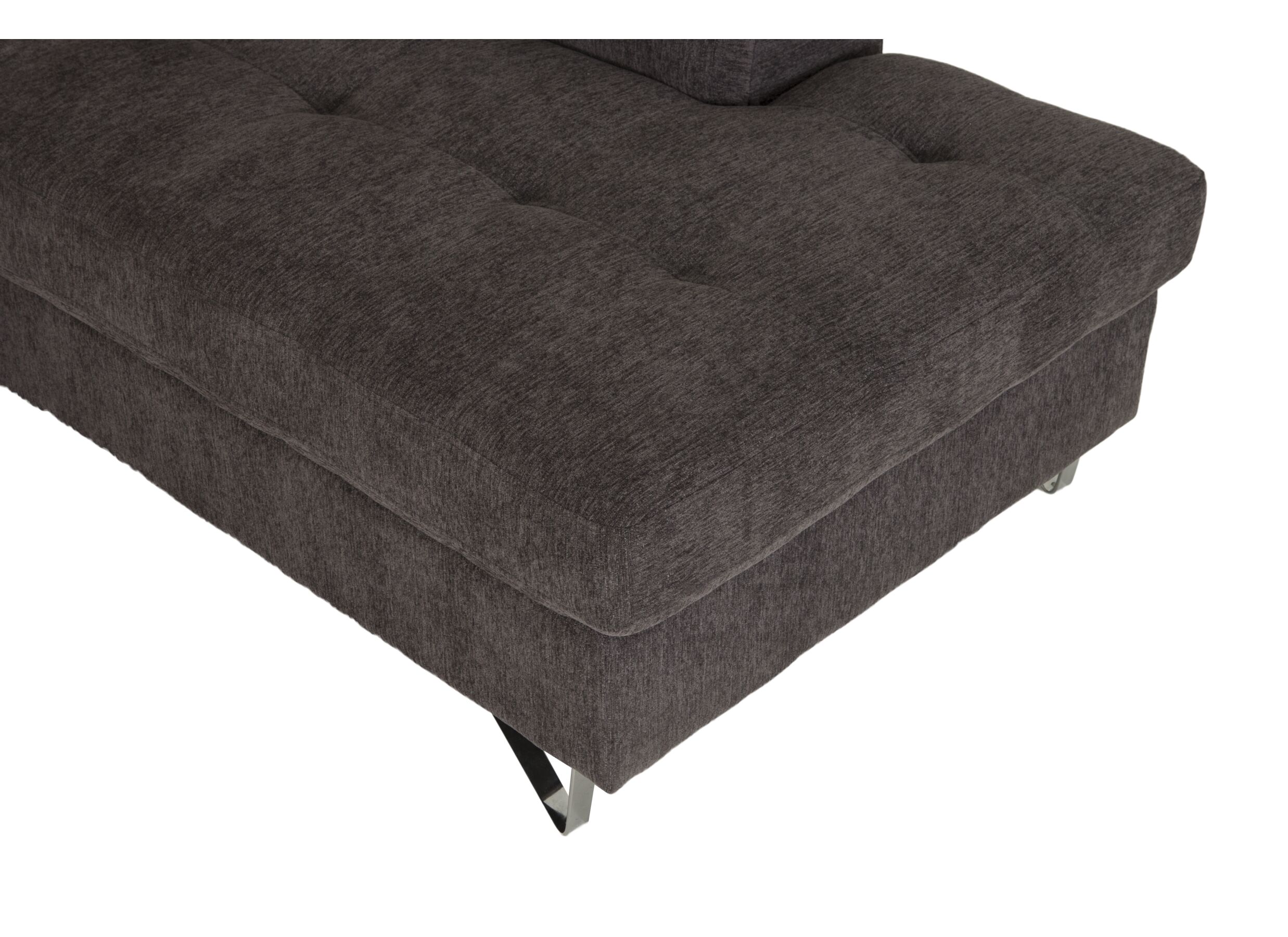 Canapé d'angle Sirocco 230x200cm - tissu - gris foncé avec fonction lit